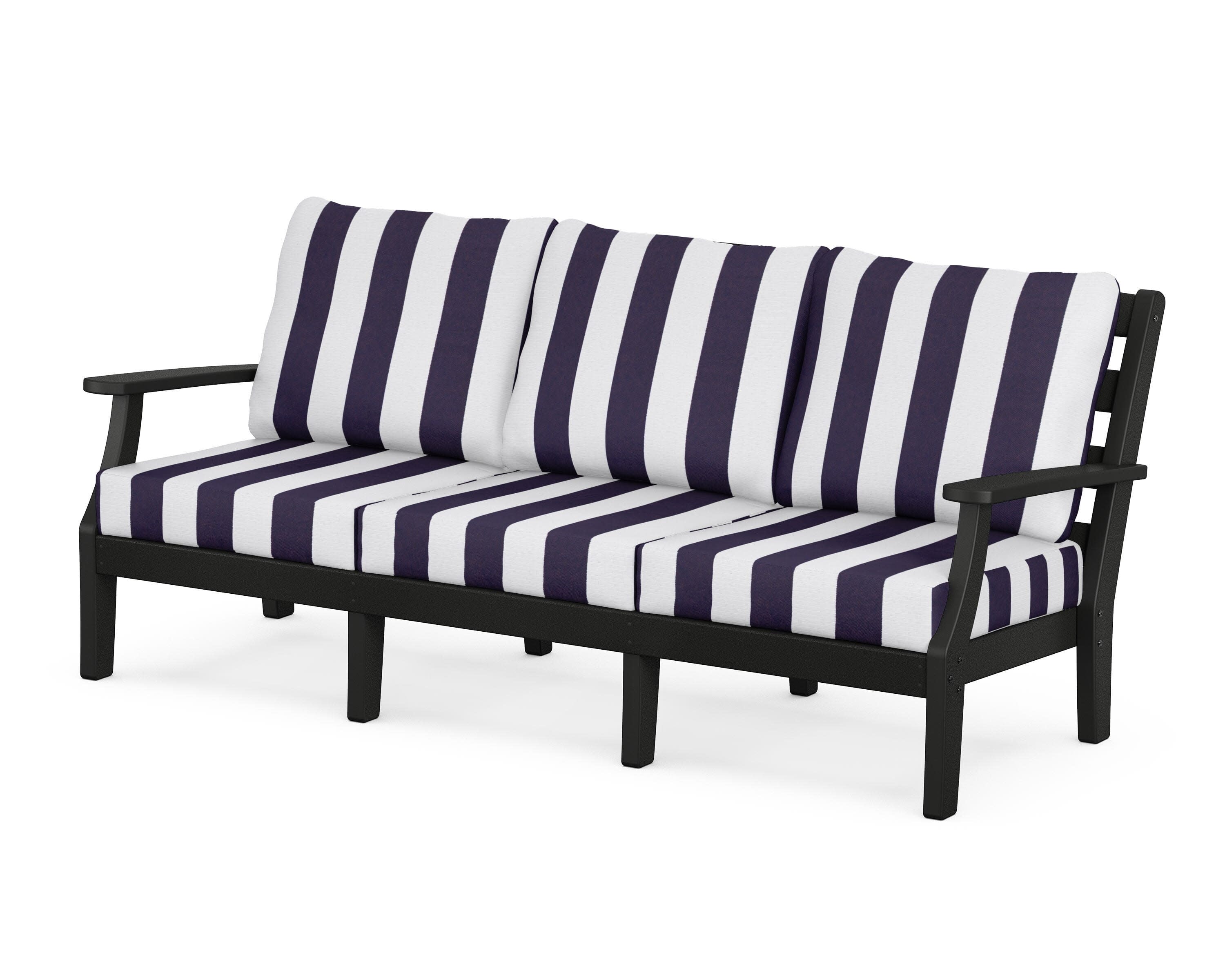 Chesapeake Deep Seating Sofa in Black / Cabana Stripe Navy