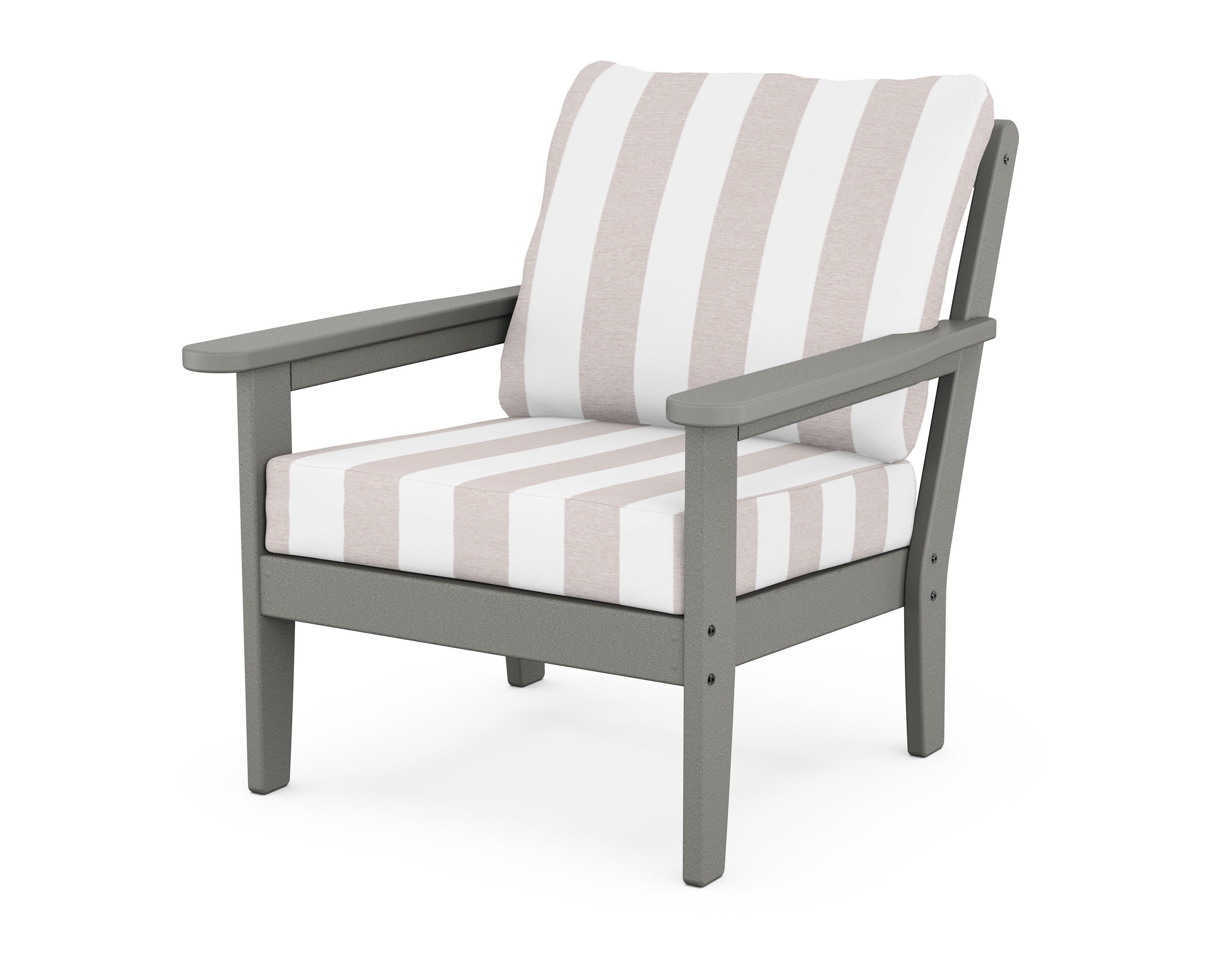 Cottage Deep Seating Chair in Slate Grey / Cabana Stripe Dune Burlap