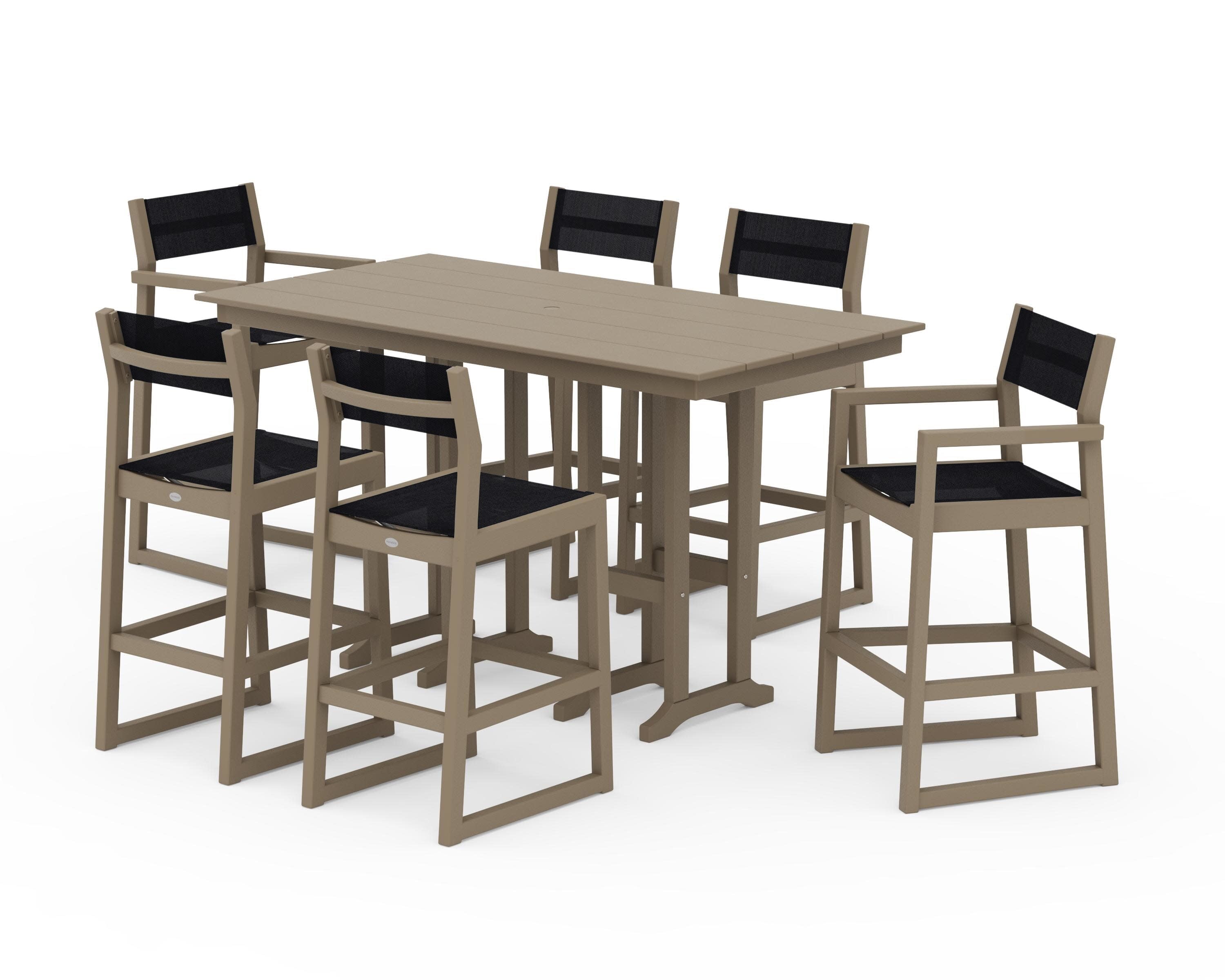 EDGE Sling 7-Piece Farmhouse Bar Set in Vintage Sahara / Black Sling