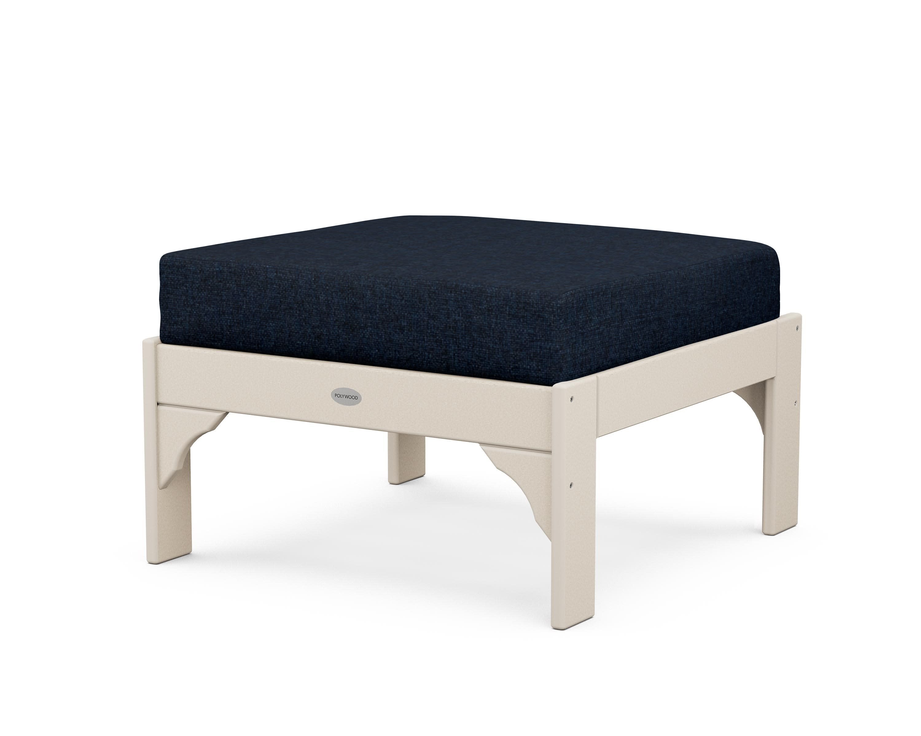 Vineyard Deep Seating Ottoman in Sand / Marine Indigo