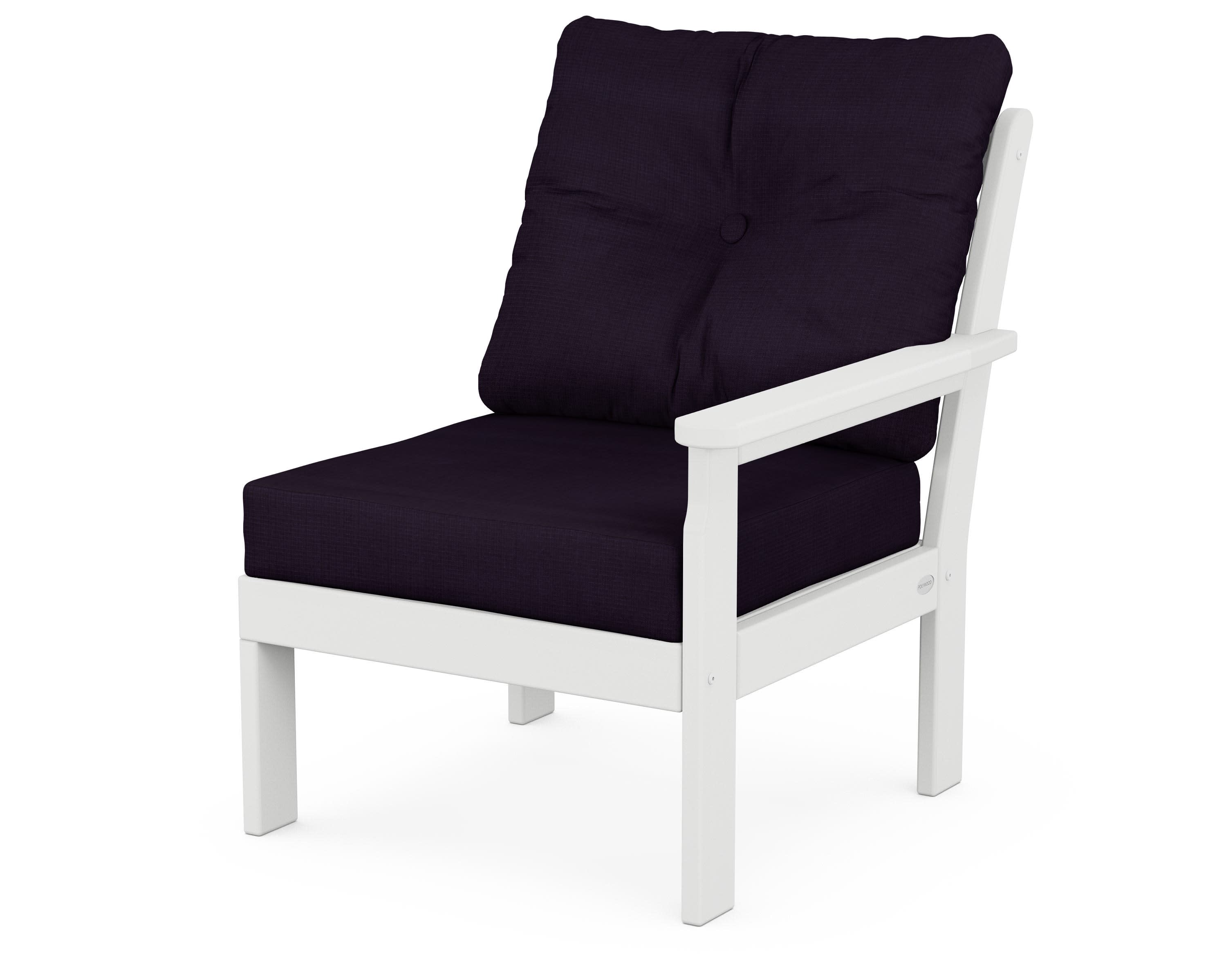 Vineyard Modular Right Arm Chair in White / Navy Linen