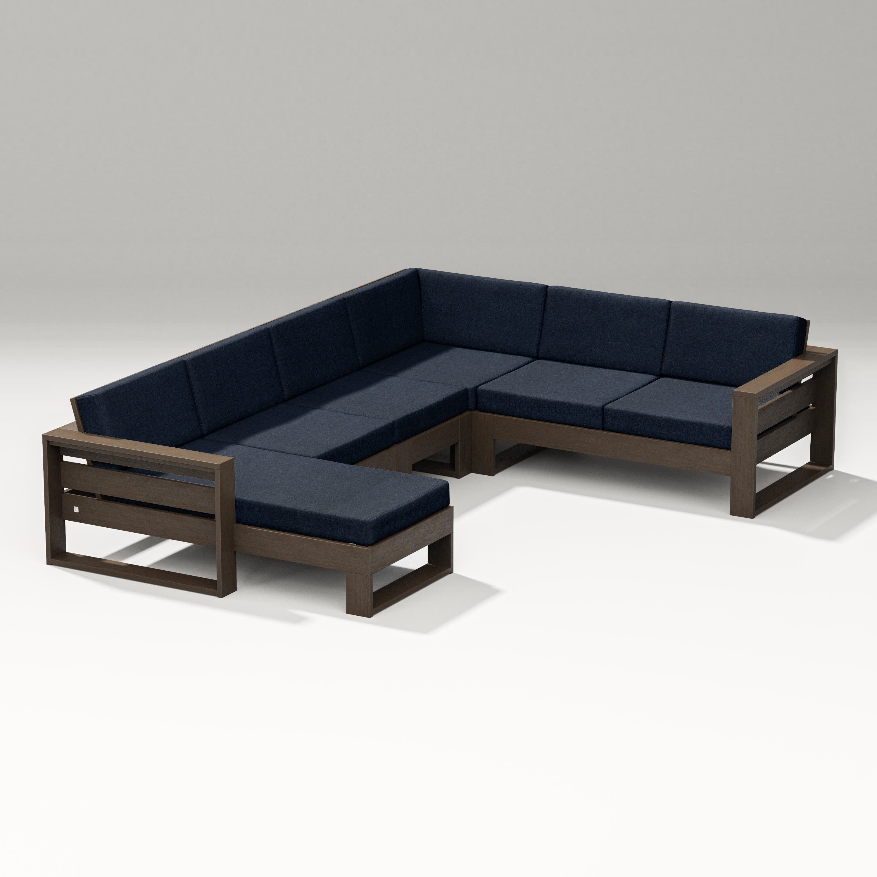 Latitude Corner Sectional with Left Chaise in Kona / Marine Indigo