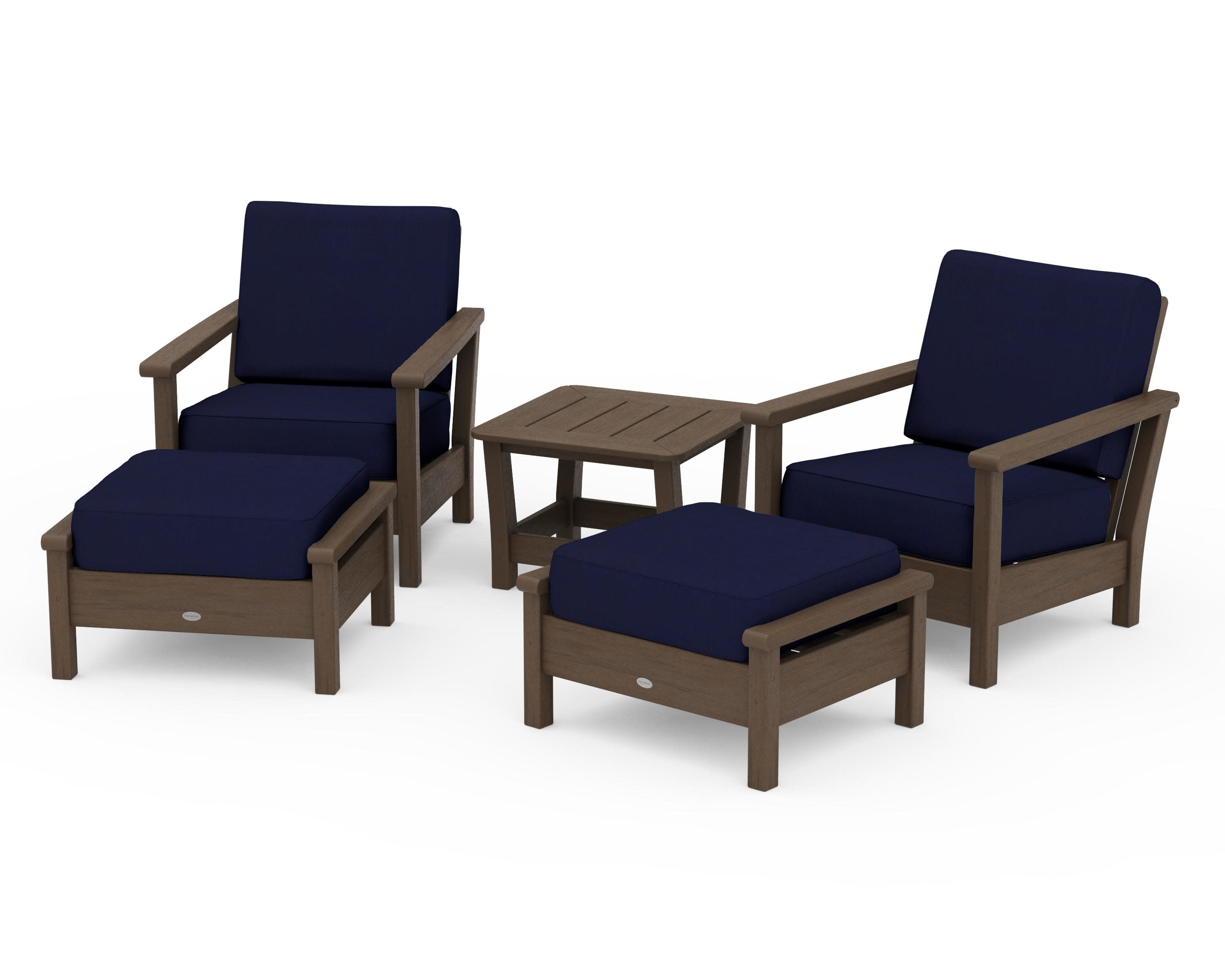Harbour 5-Piece Deep Seating Chair Set in Kona / Navy