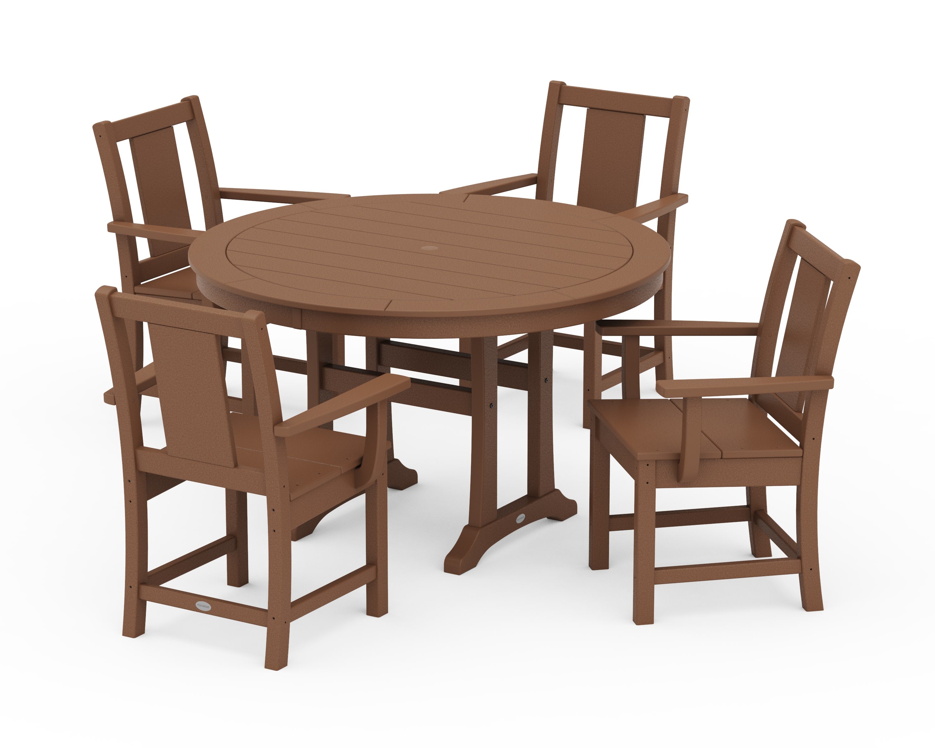 Prairie 5-Piece Round Dining Set with Trestle Legs in Teak
