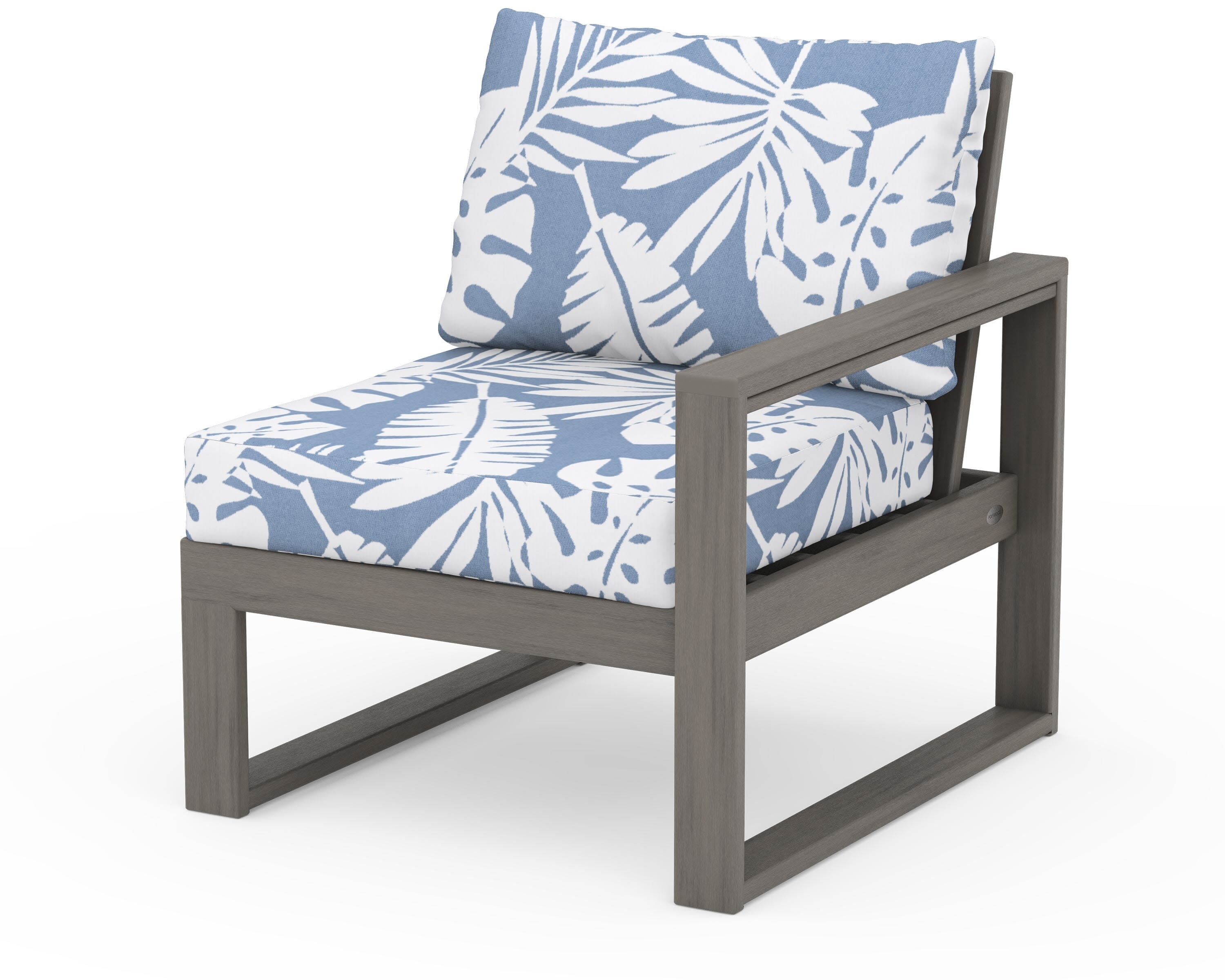EDGE Modular Right Arm Chair in Driftwood / Leaf Sky Blue