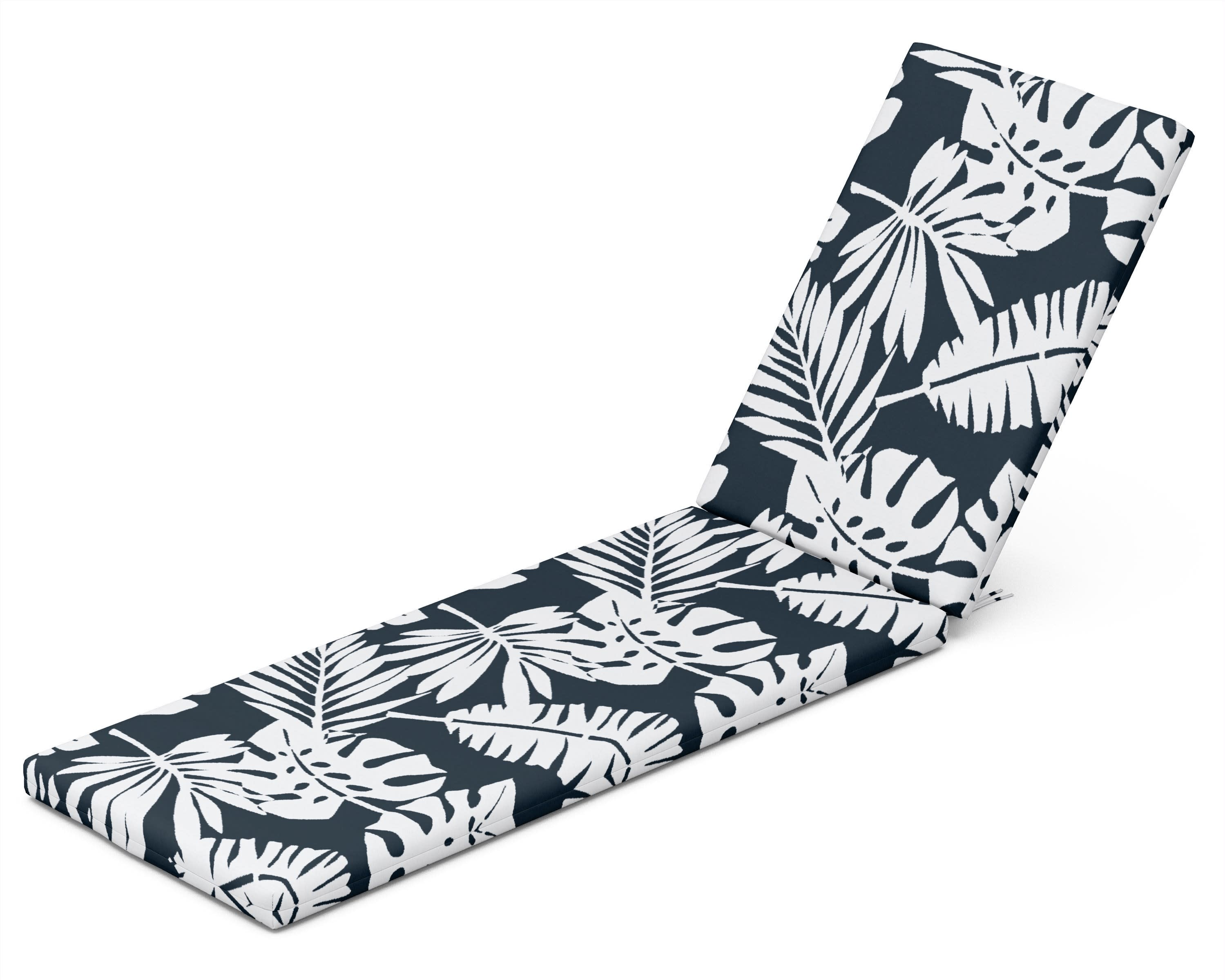 Chaise Cushion in Leaf Marine Indigo