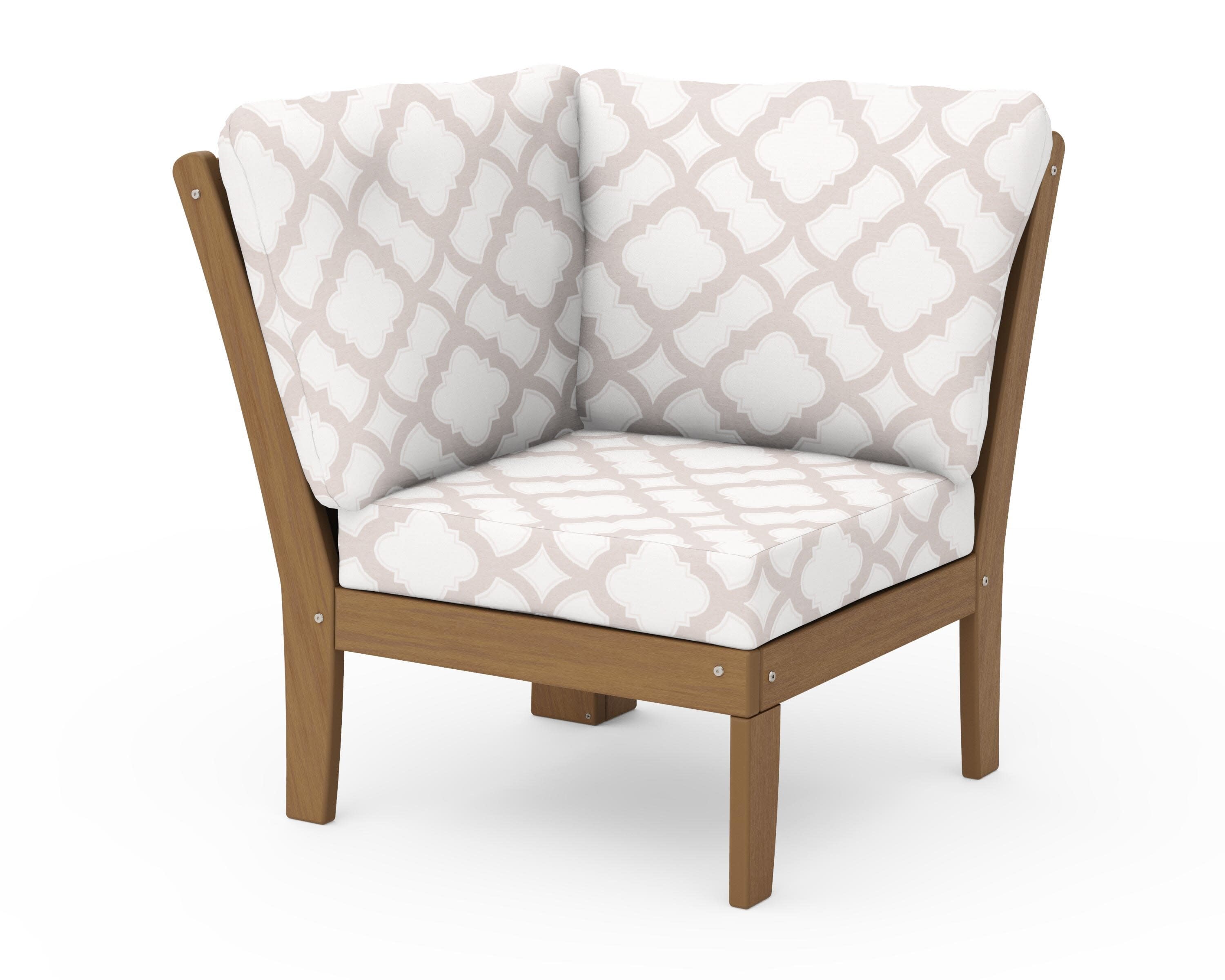 Braxton Modular Corner Chair in Natural / Trellis Dune Burlap