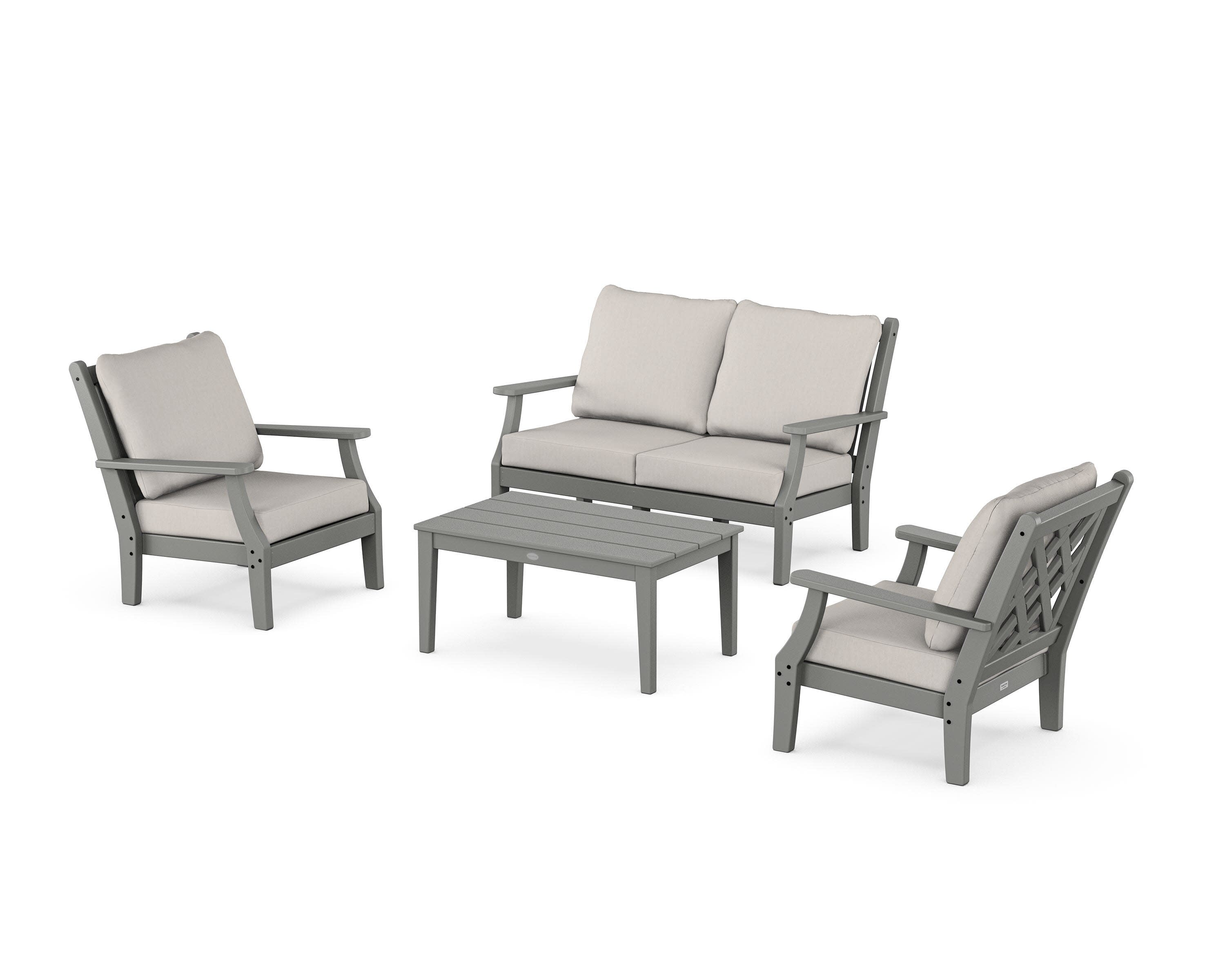 Wovendale 4-Piece Deep Seating Set with Loveseat in Slate Grey / Cast Ash