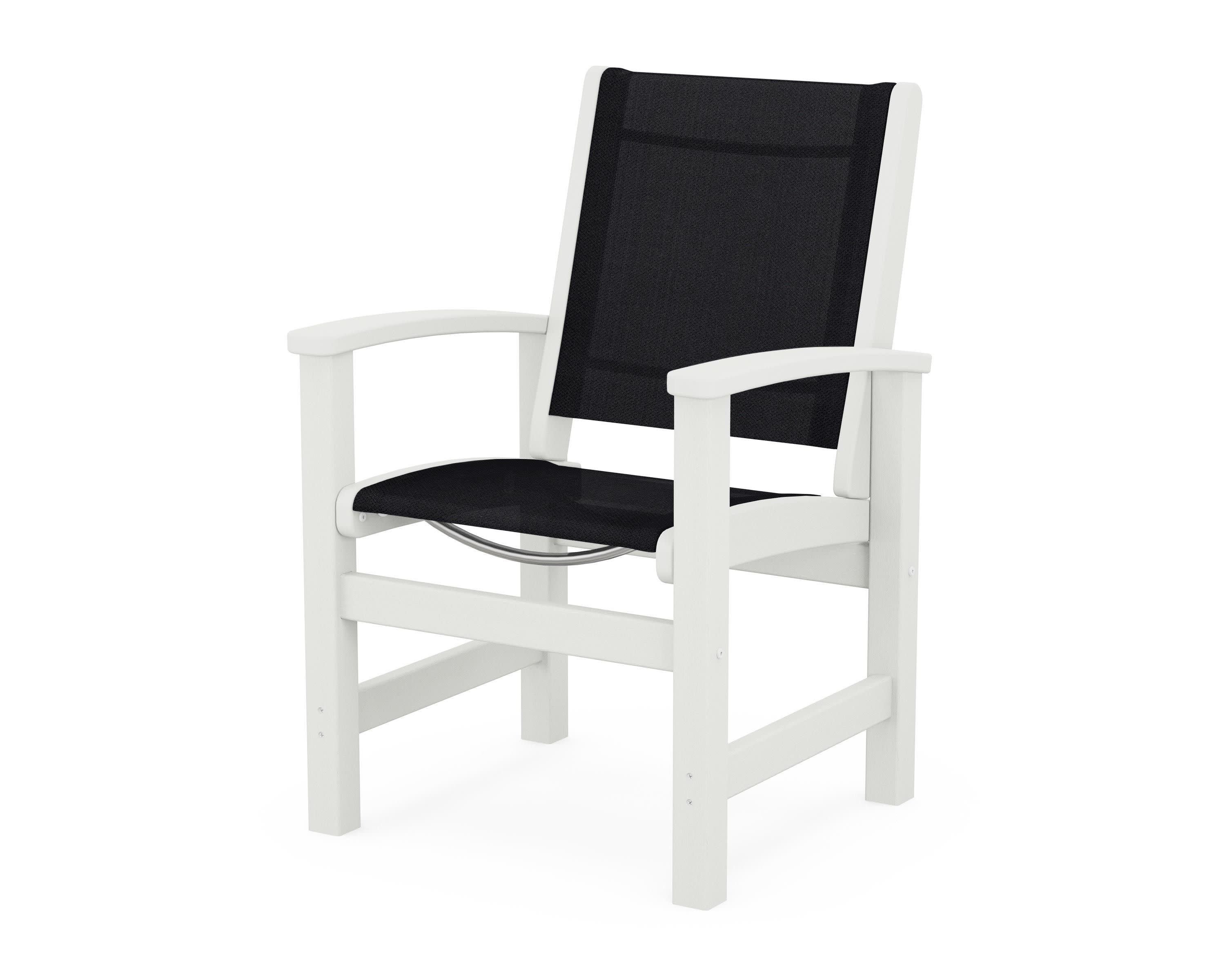 Coastal Dining Chair in Vintage White / Black Sling