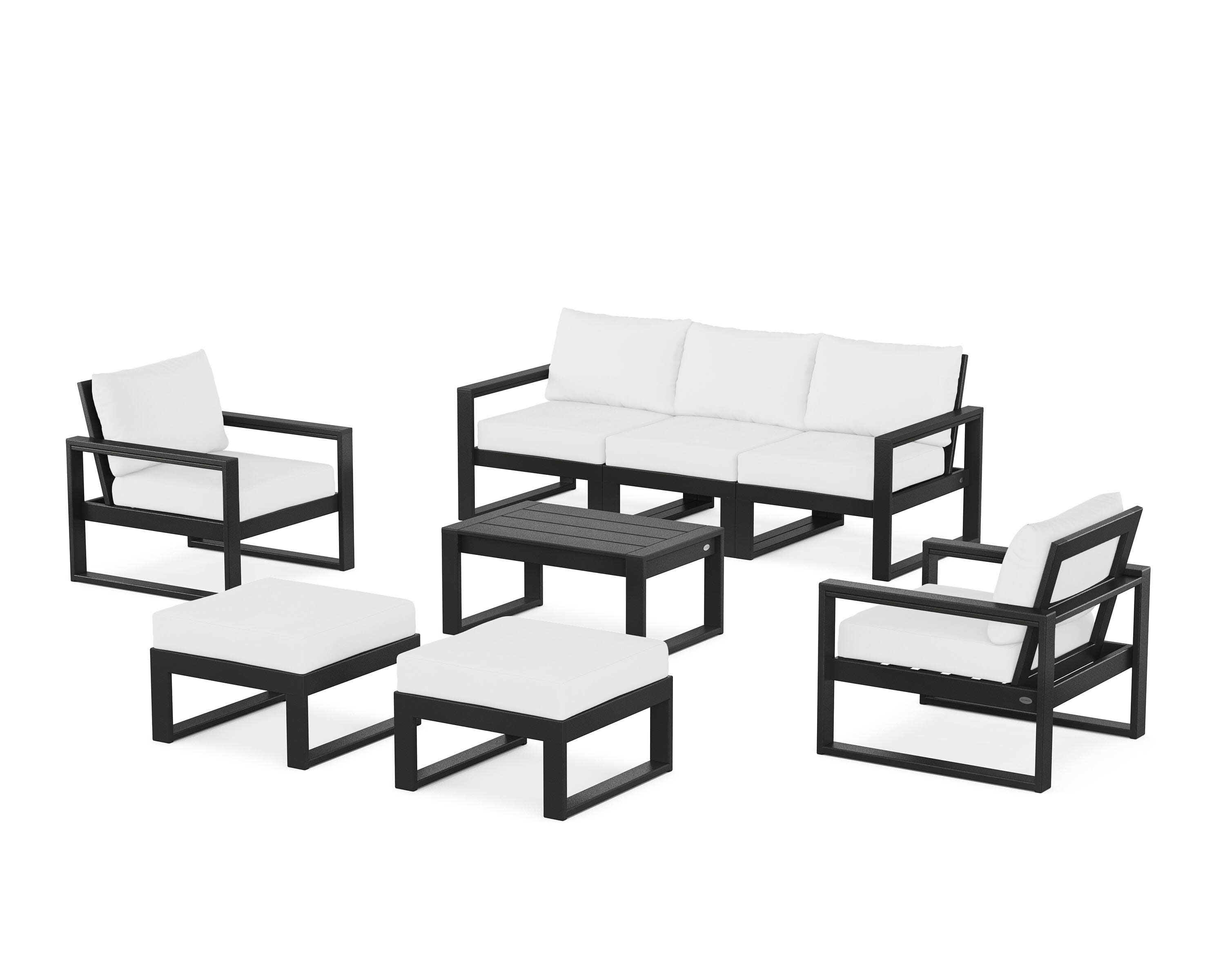 EDGE Sectional 8-Piece Lounge Sofa Set in Black / Natural