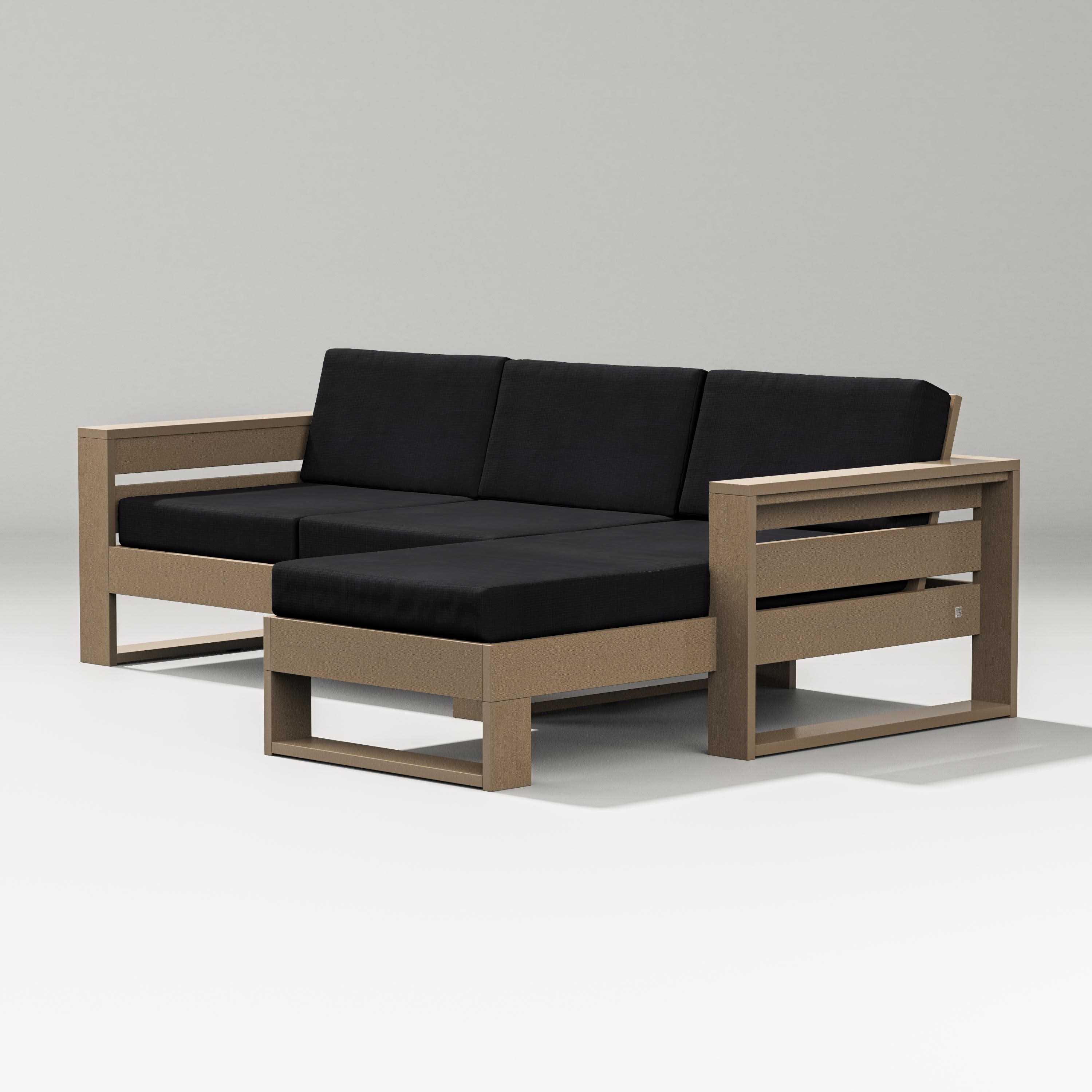 Latitude Right Chaise Sectional in Vintage Sahara / Midnight Linen