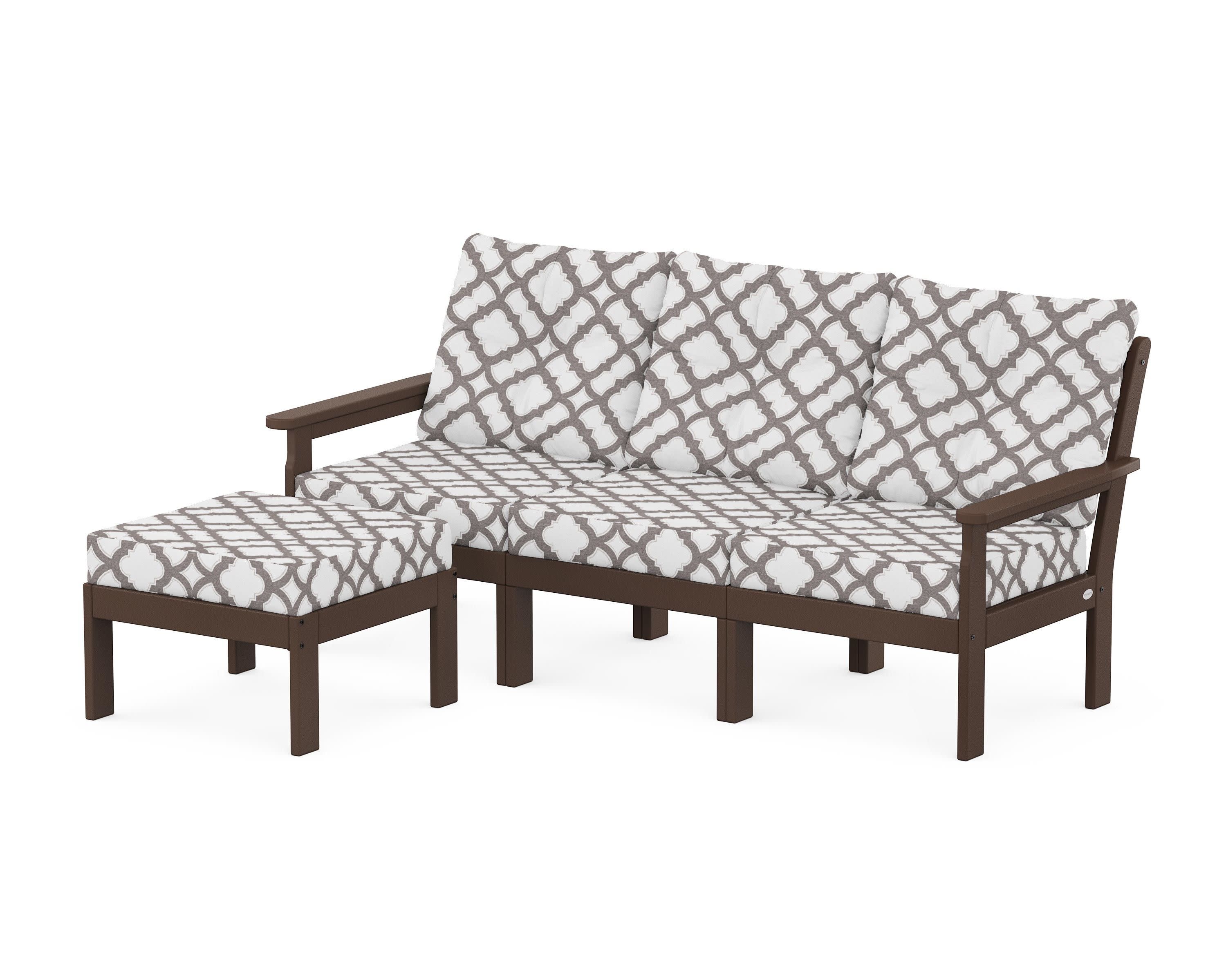 Vineyard 4-Piece Sectional with Ottoman in Mahogany / Trellis Grey Mist