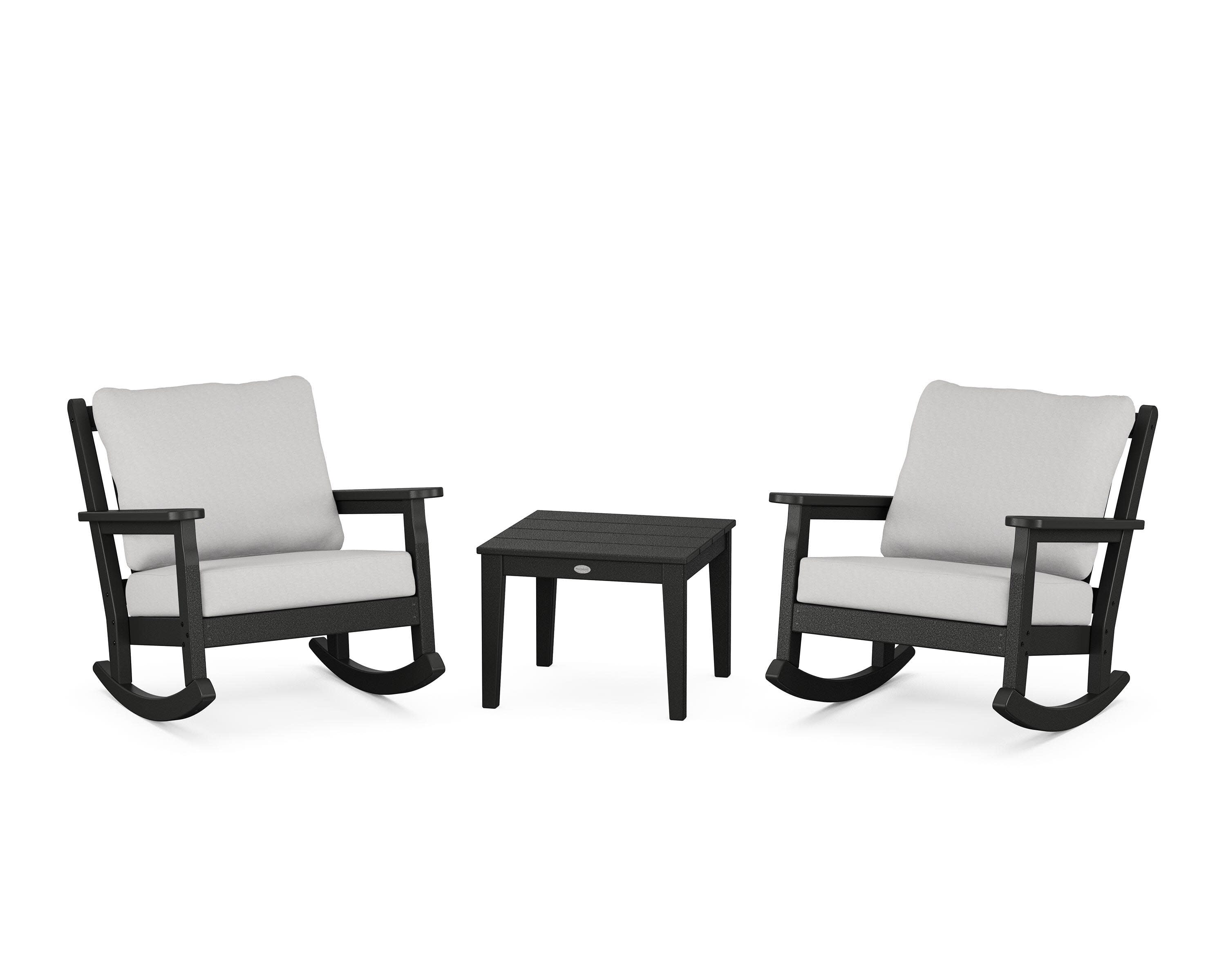 Chippendale 3-Piece Deep Seating Rocker Set in Black / Diamond in the Rough