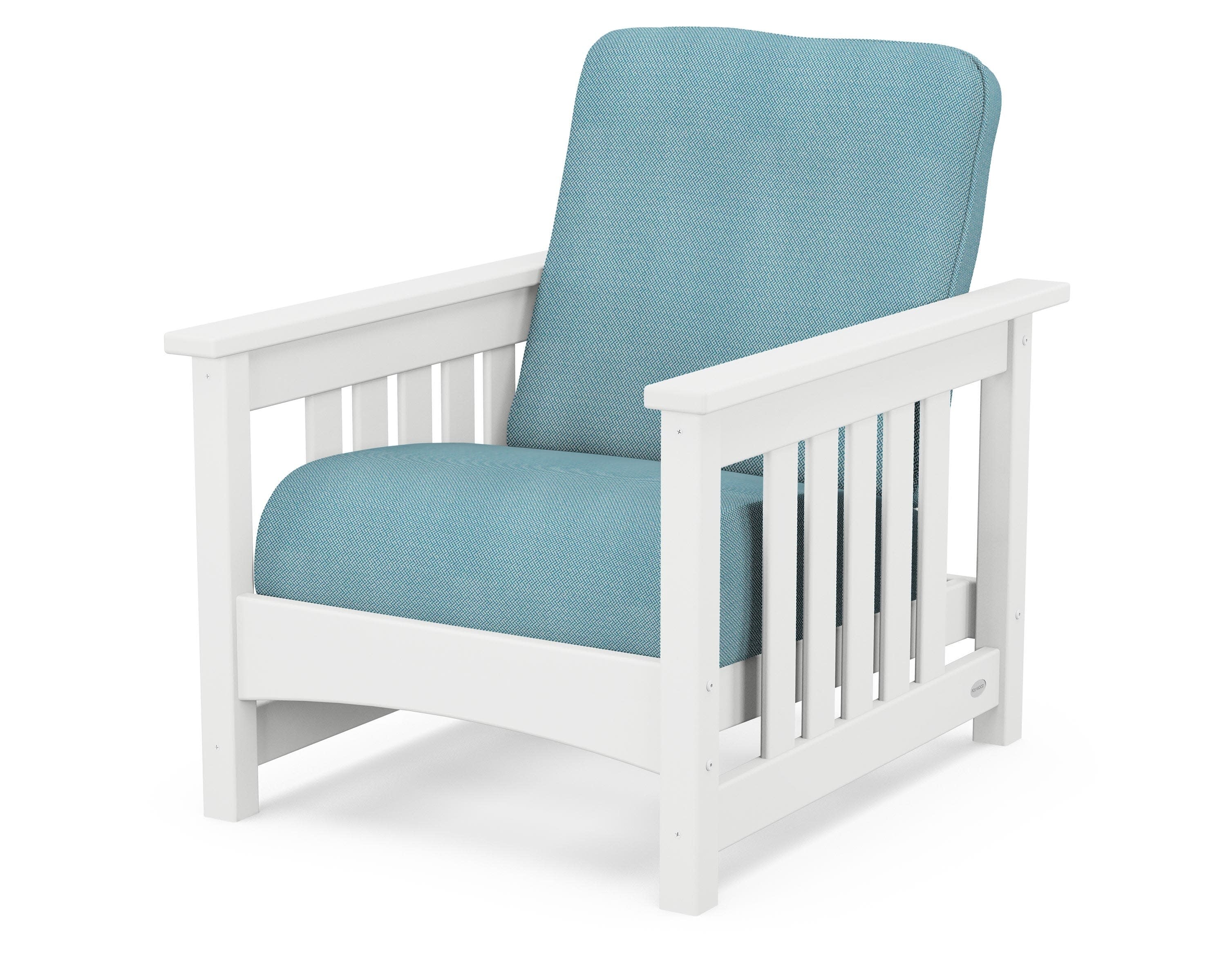 Club Mission Chair in White / Lattice Sky Blue
