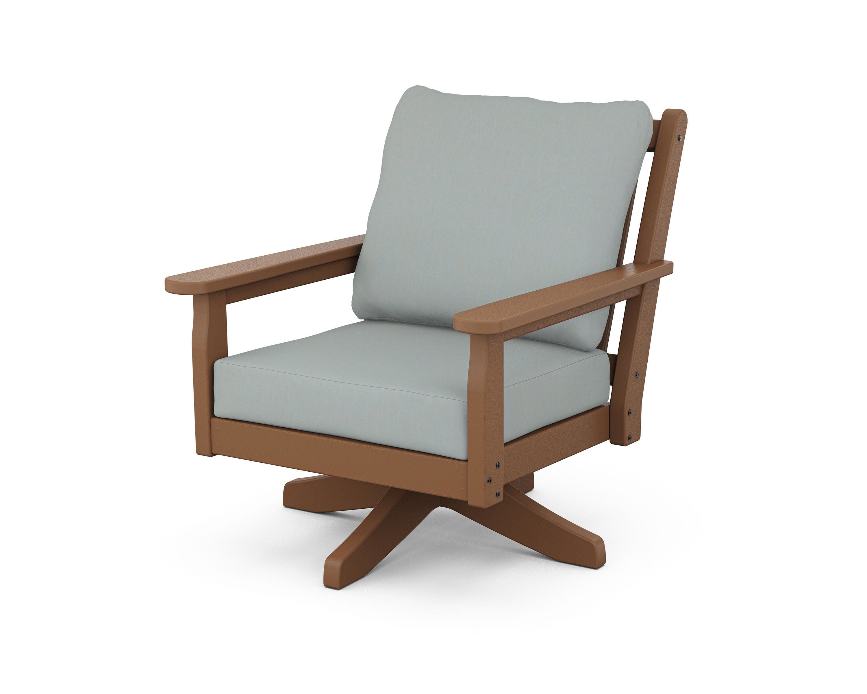 Chippendale Deep Seating Swivel Chair in Teak / Spa