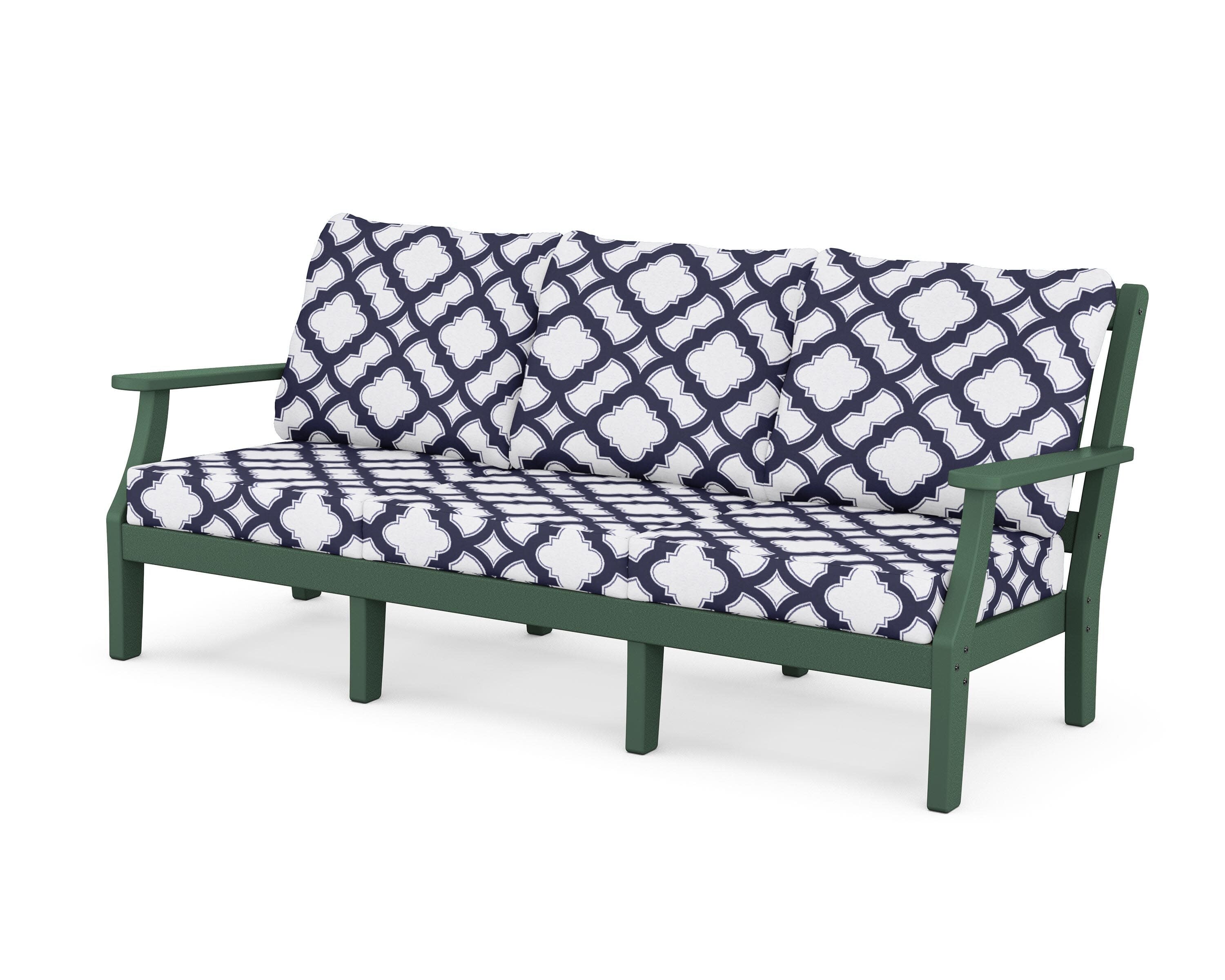 Chinoiserie Deep Seating Sofa in Green / Trellis Navy
