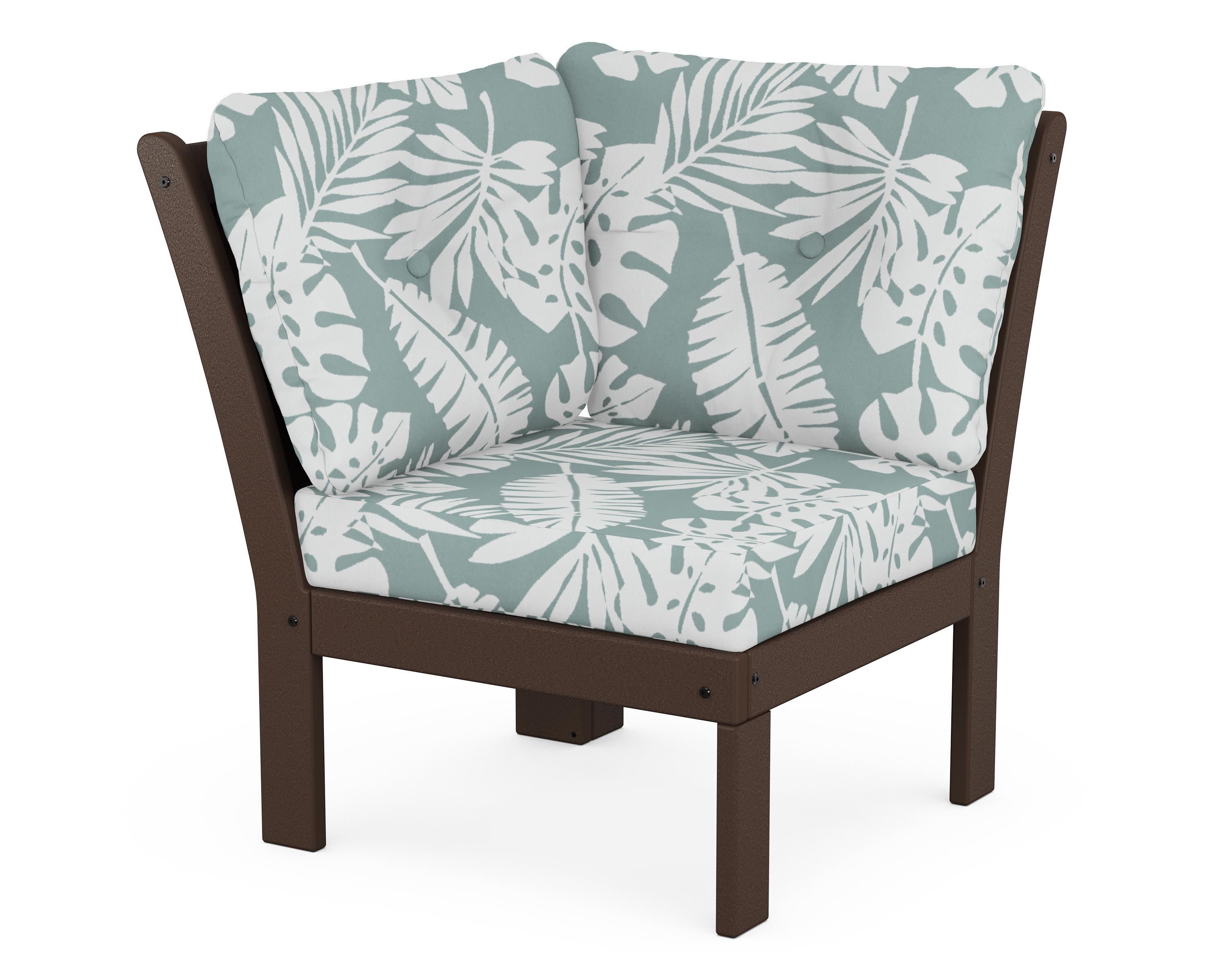 Vineyard Modular Corner Chair in Mahogany / Leaf Glacier Spa