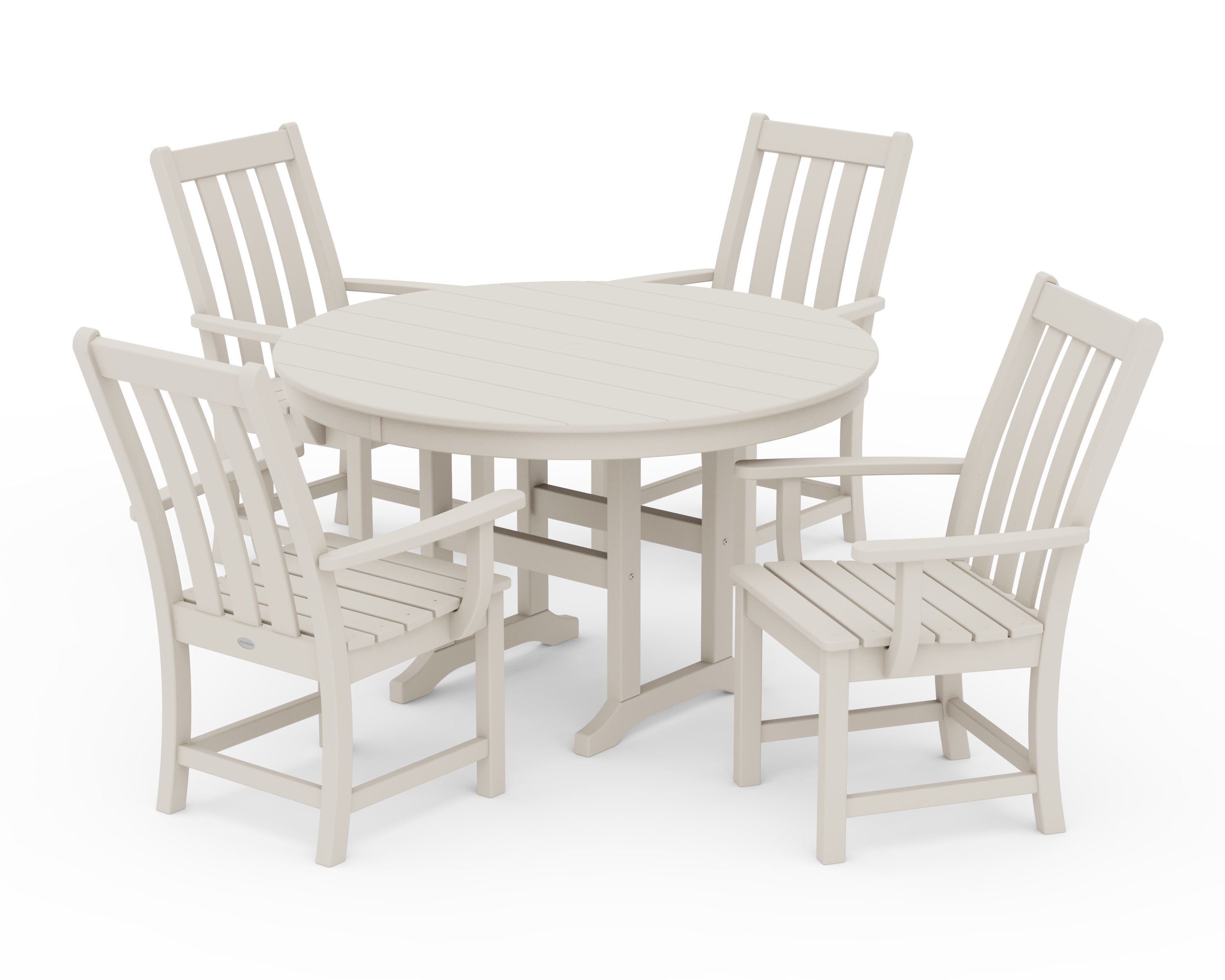 Vineyard 5-Piece Round Farmhouse Dining Set in Sand