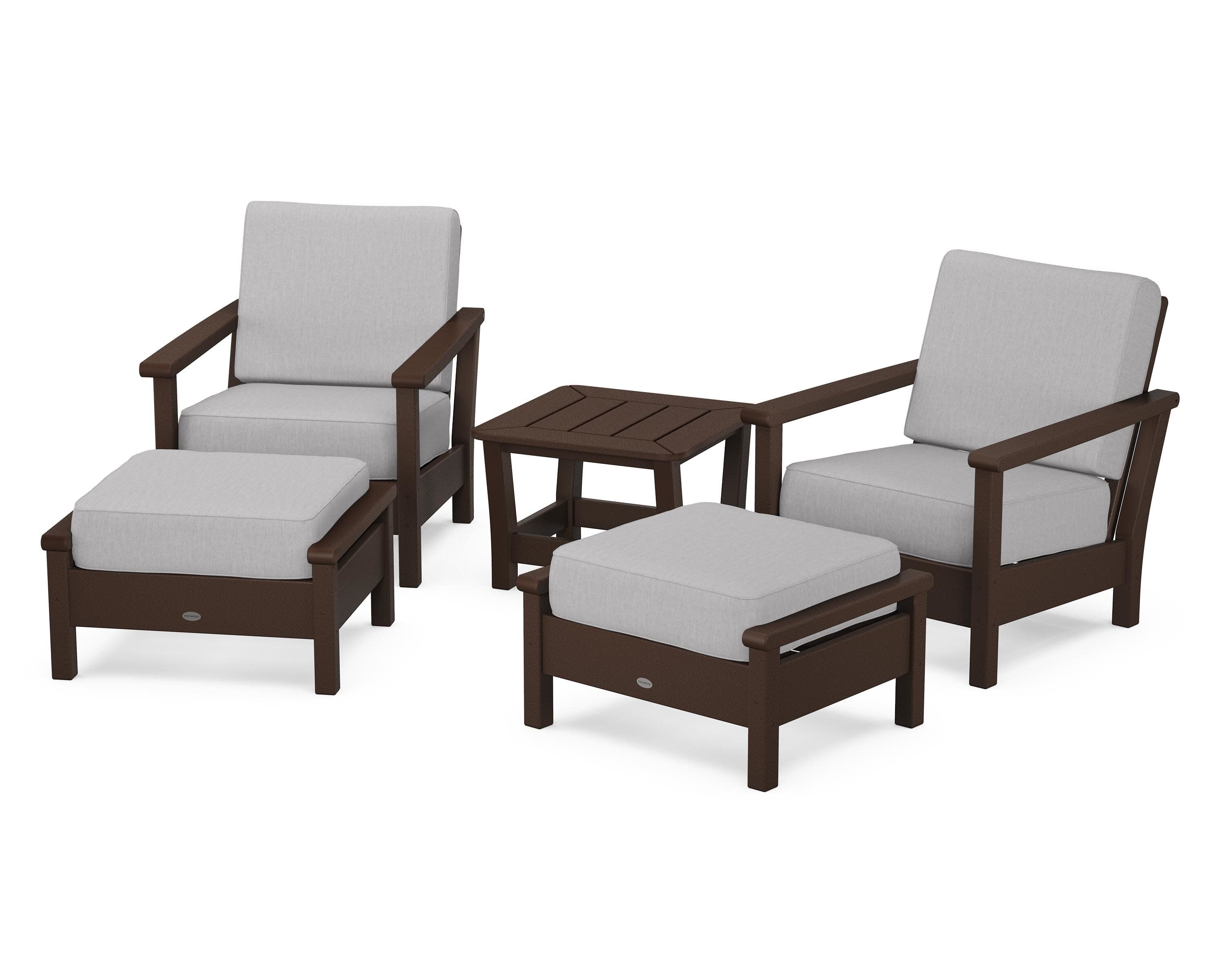 Harbour 5-Piece Deep Seating Chair Set in Mahogany / Granite