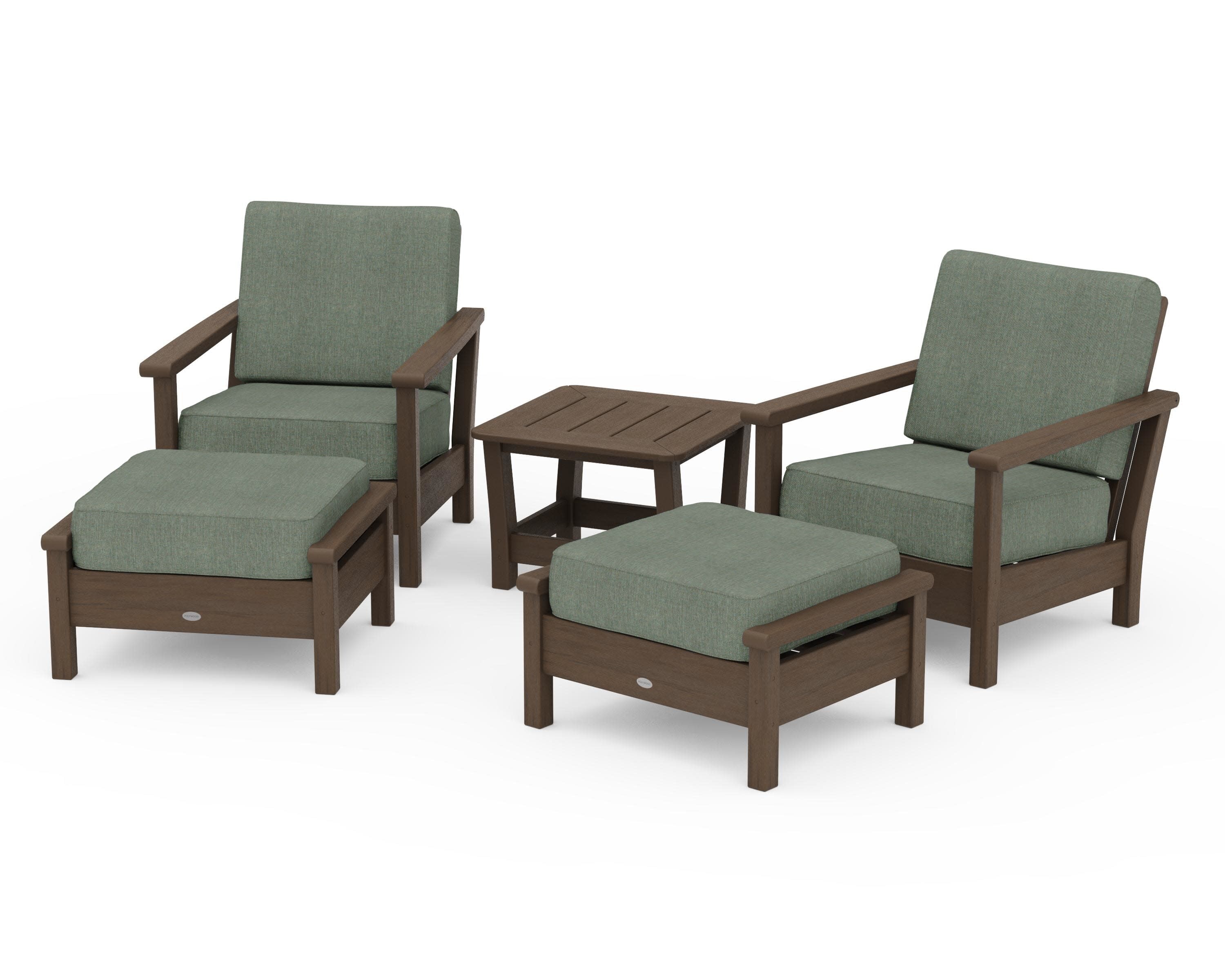 Harbour 5-Piece Deep Seating Chair Set in Kona / Cast Sage