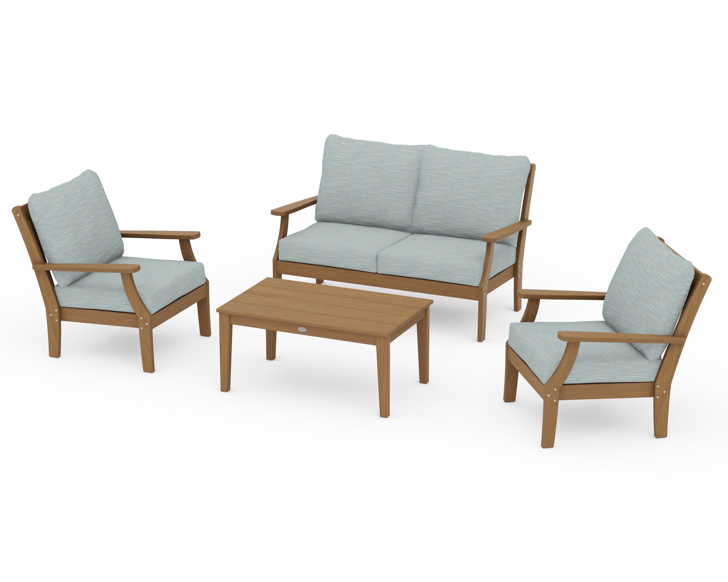 Braxton 4-Piece Deep Seating Chair Set in Natural / Soothe Mist