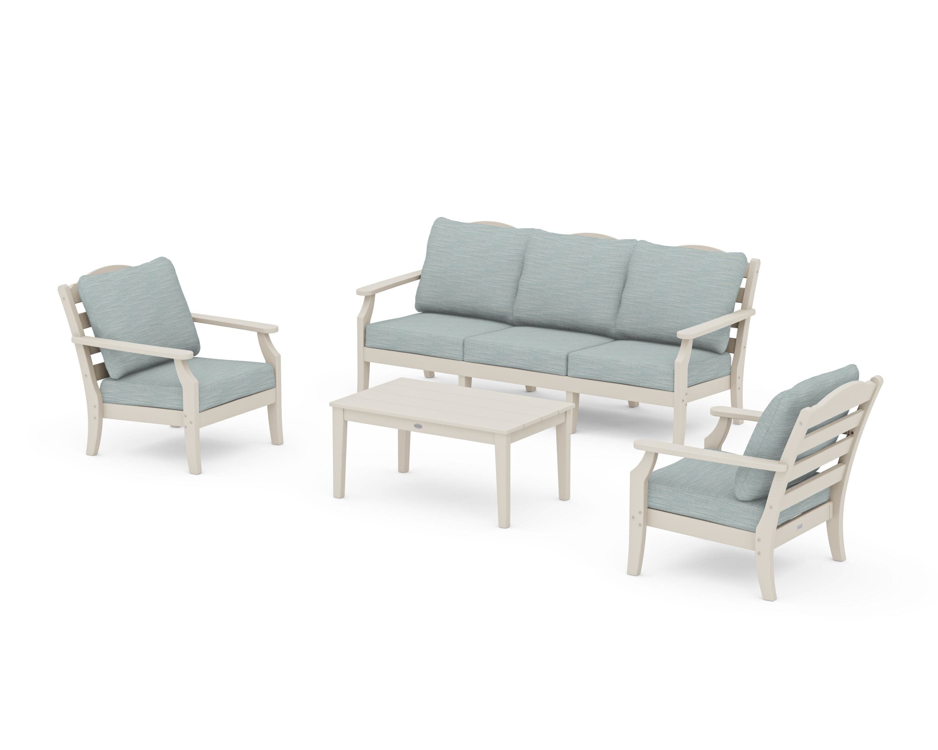 Savannah 4-Piece Deep Seating Set with Sofa in Sand / Soothe Mist