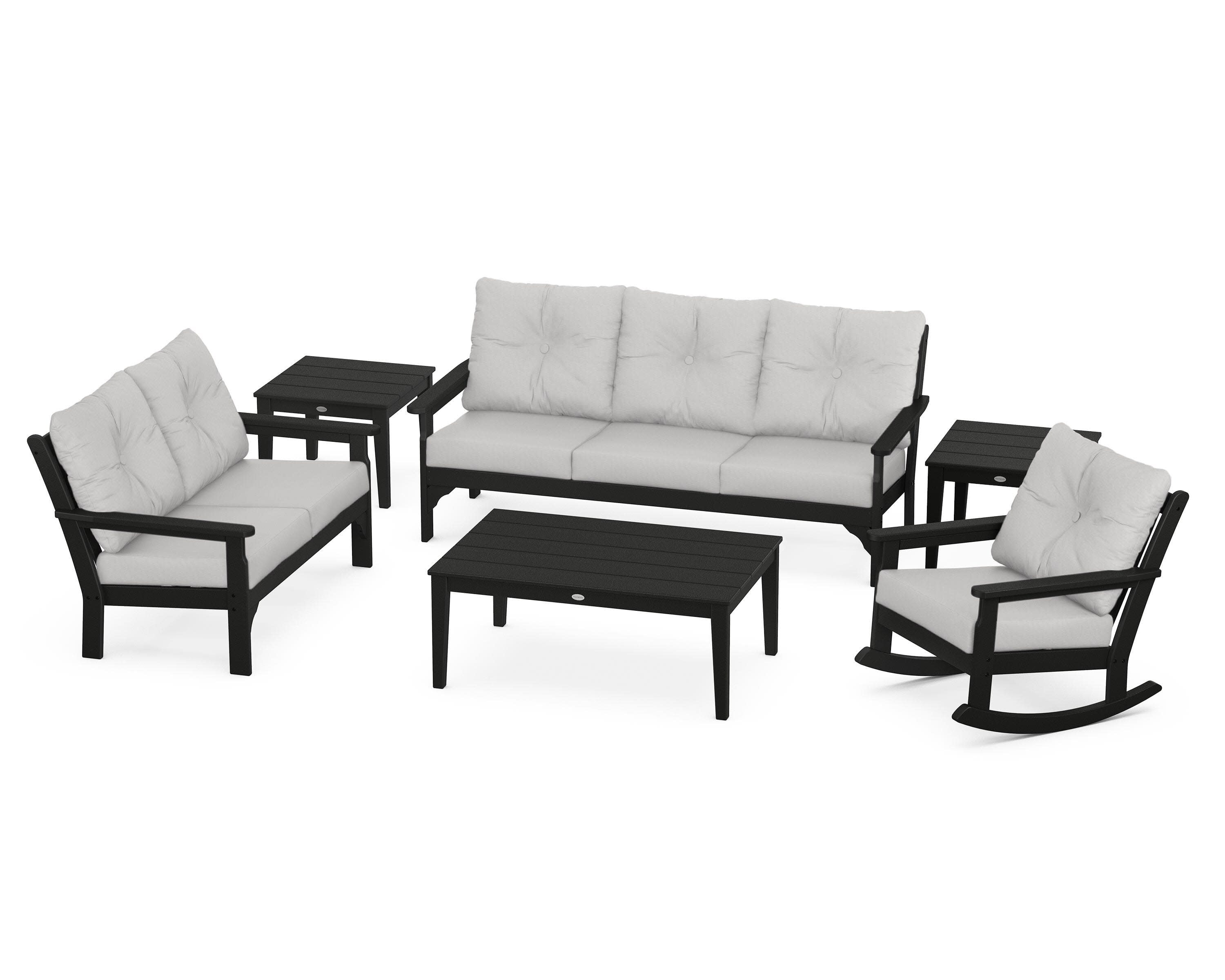 Vineyard 6-Piece Deep Seating Set in Black / Diamond in the Rough