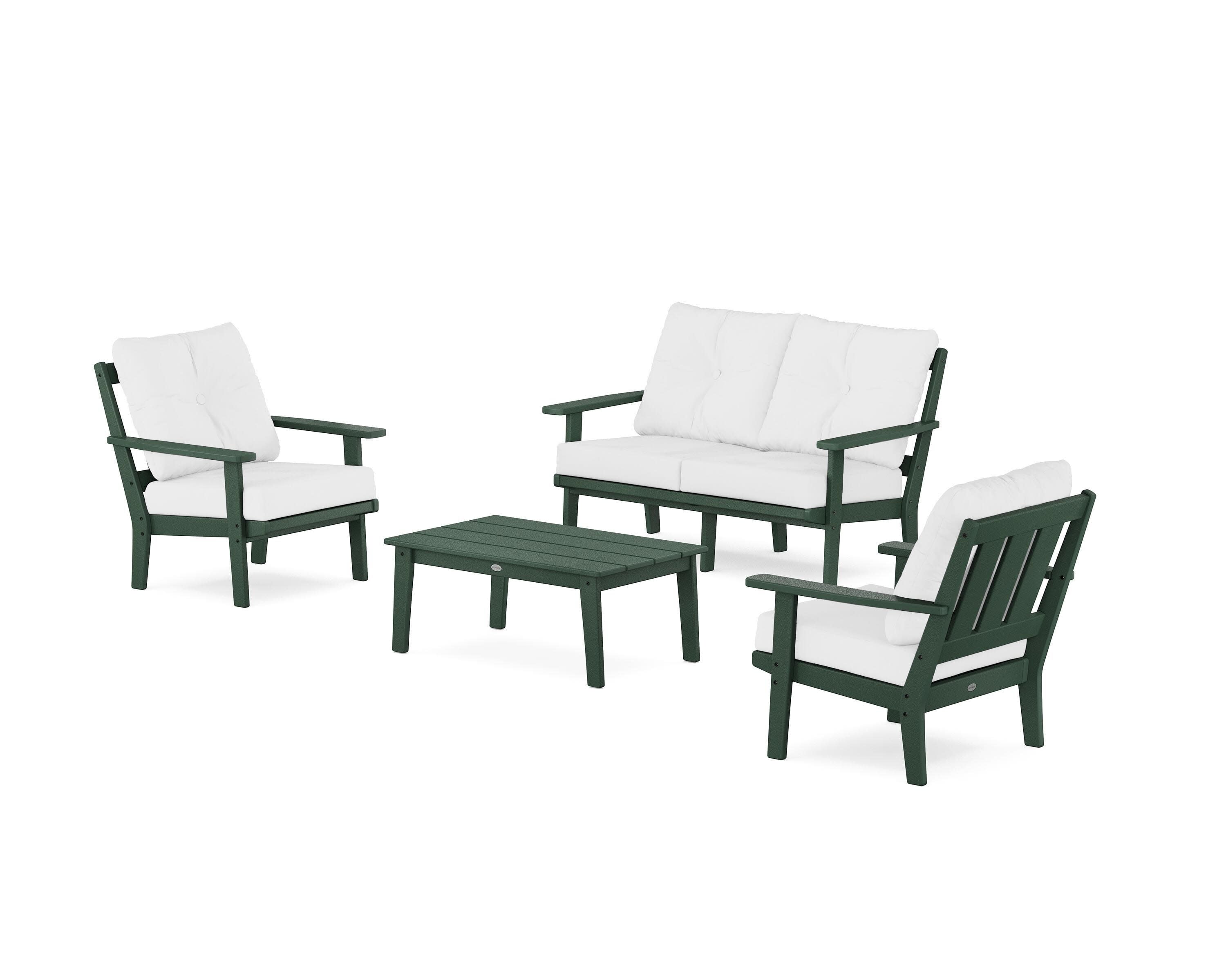 Oxford 4-Piece Deep Seating Set with Loveseat in Green / Natural