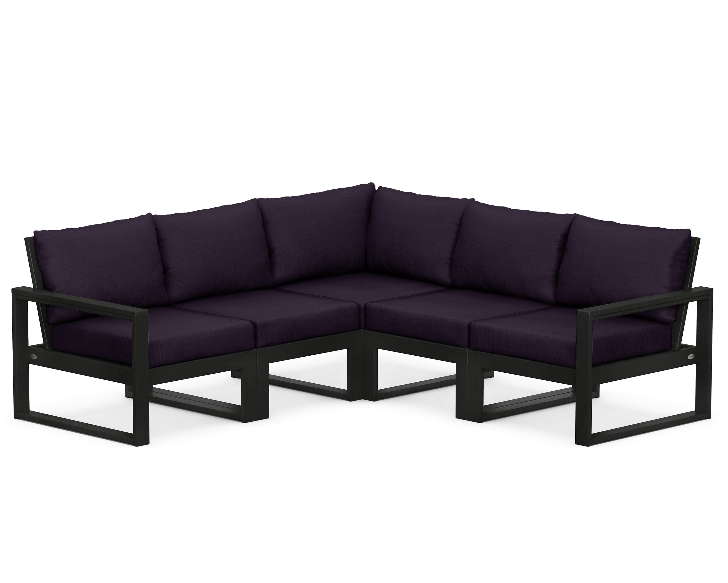 EDGE 5-Piece Modular Deep Seating Set in Black / Navy Linen