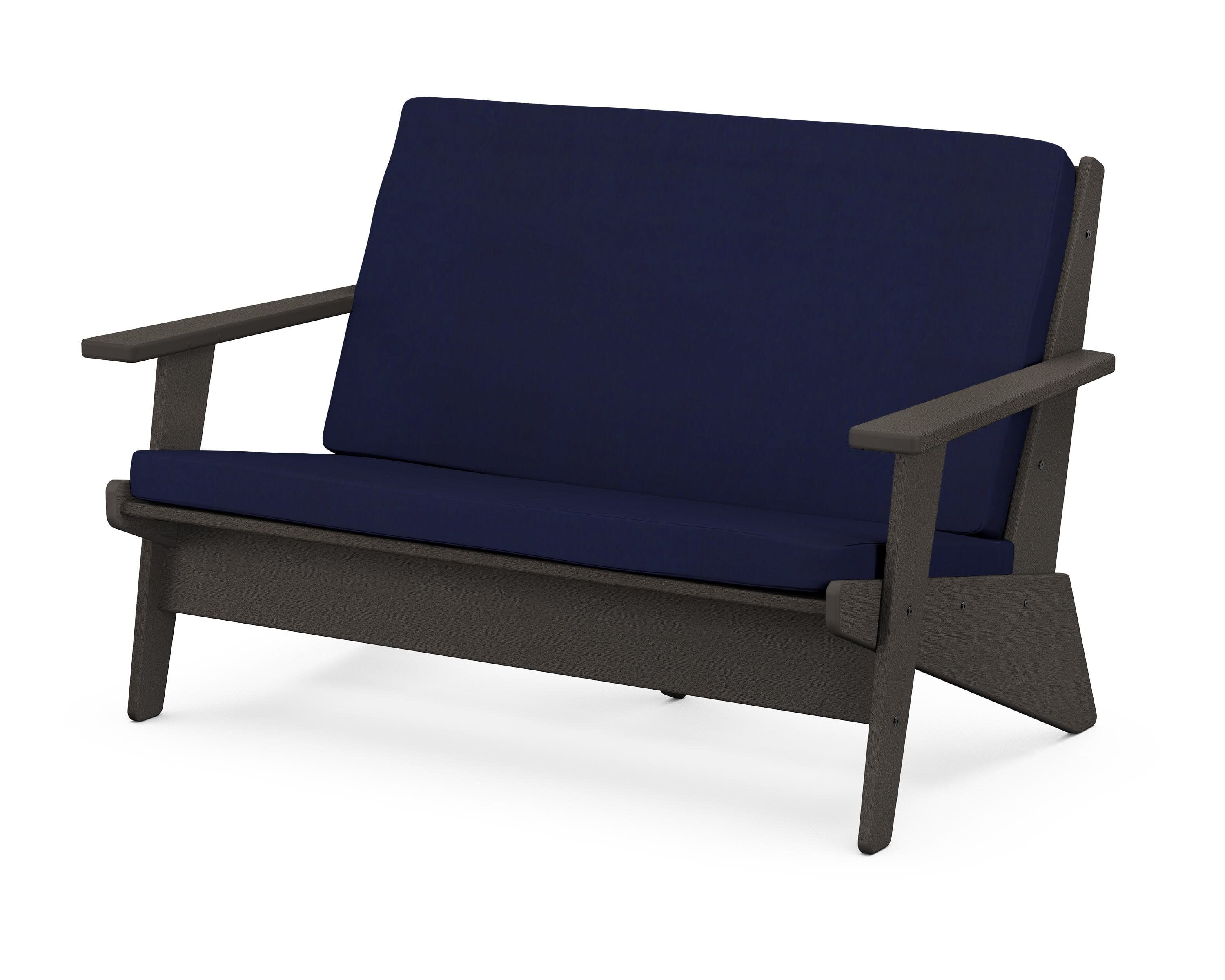 Riviera Modern Lounge Loveseat in Vintage Coffee / Navy