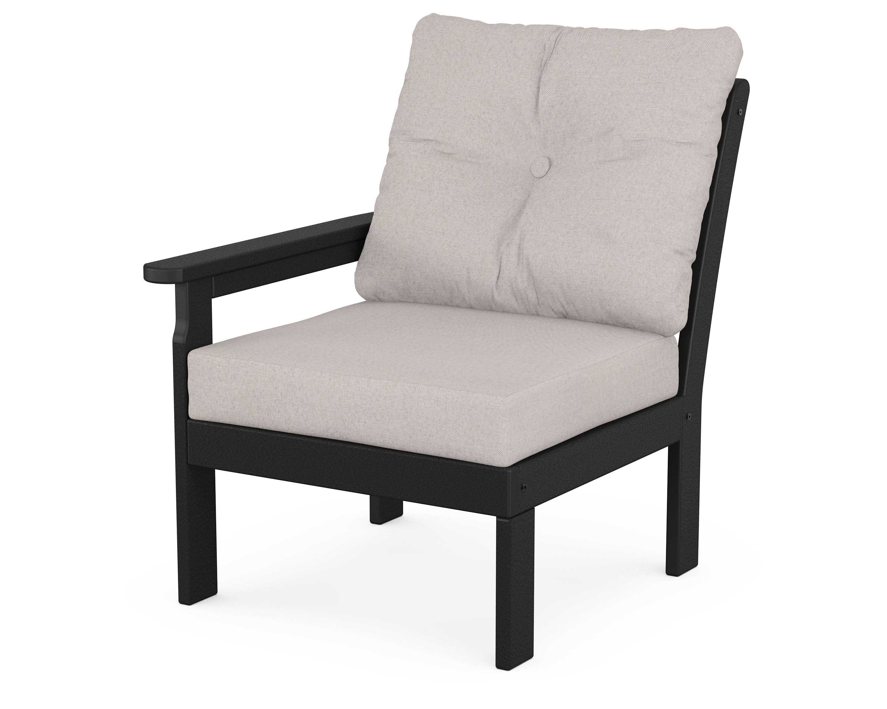 Vineyard Modular Left Arm Chair in Black / Dune Burlap
