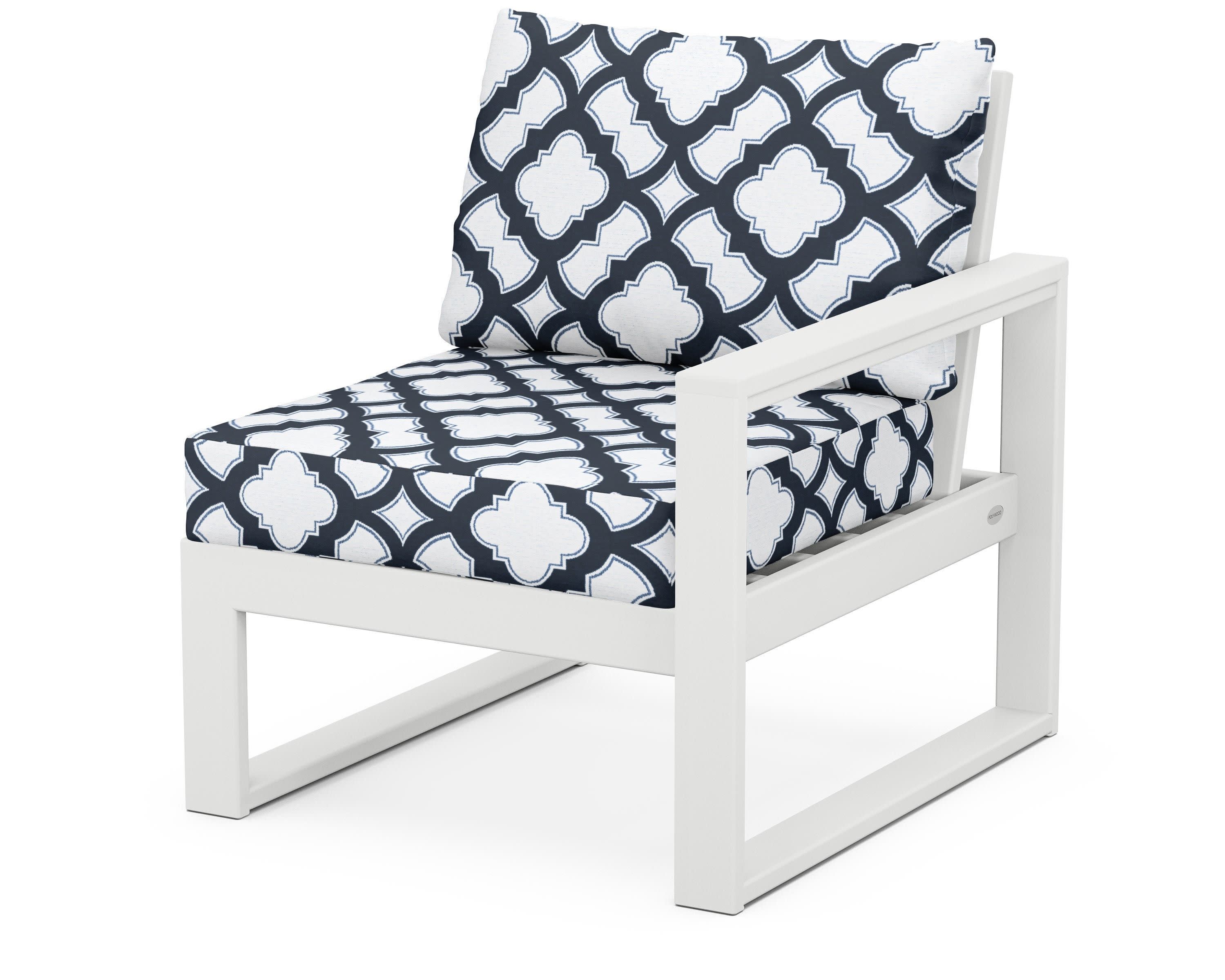 EDGE Modular Right Arm Chair in White / Trellis Marine Indigo