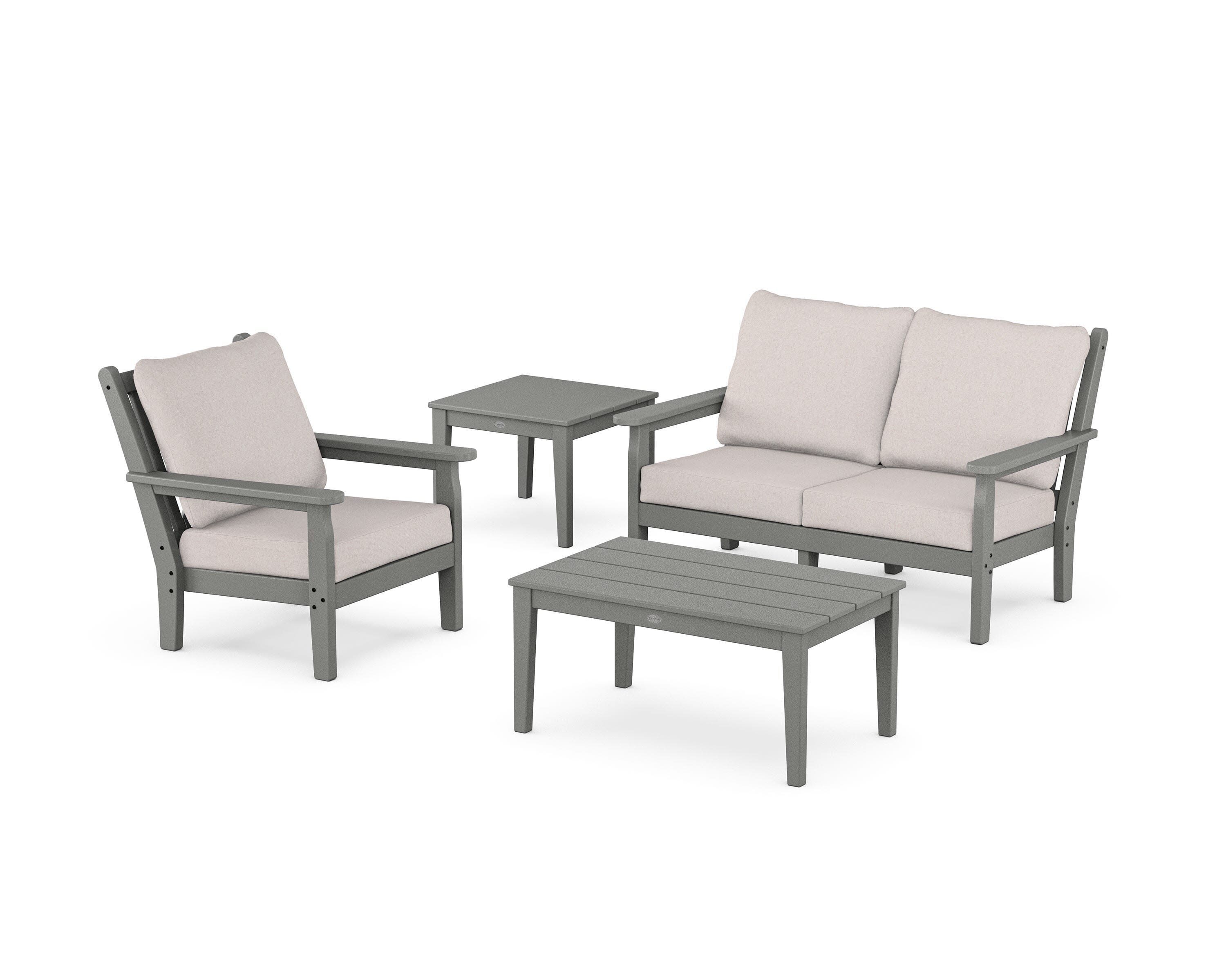 Chippendale 4-Piece Deep Seating Set in Slate Grey / Dune Burlap