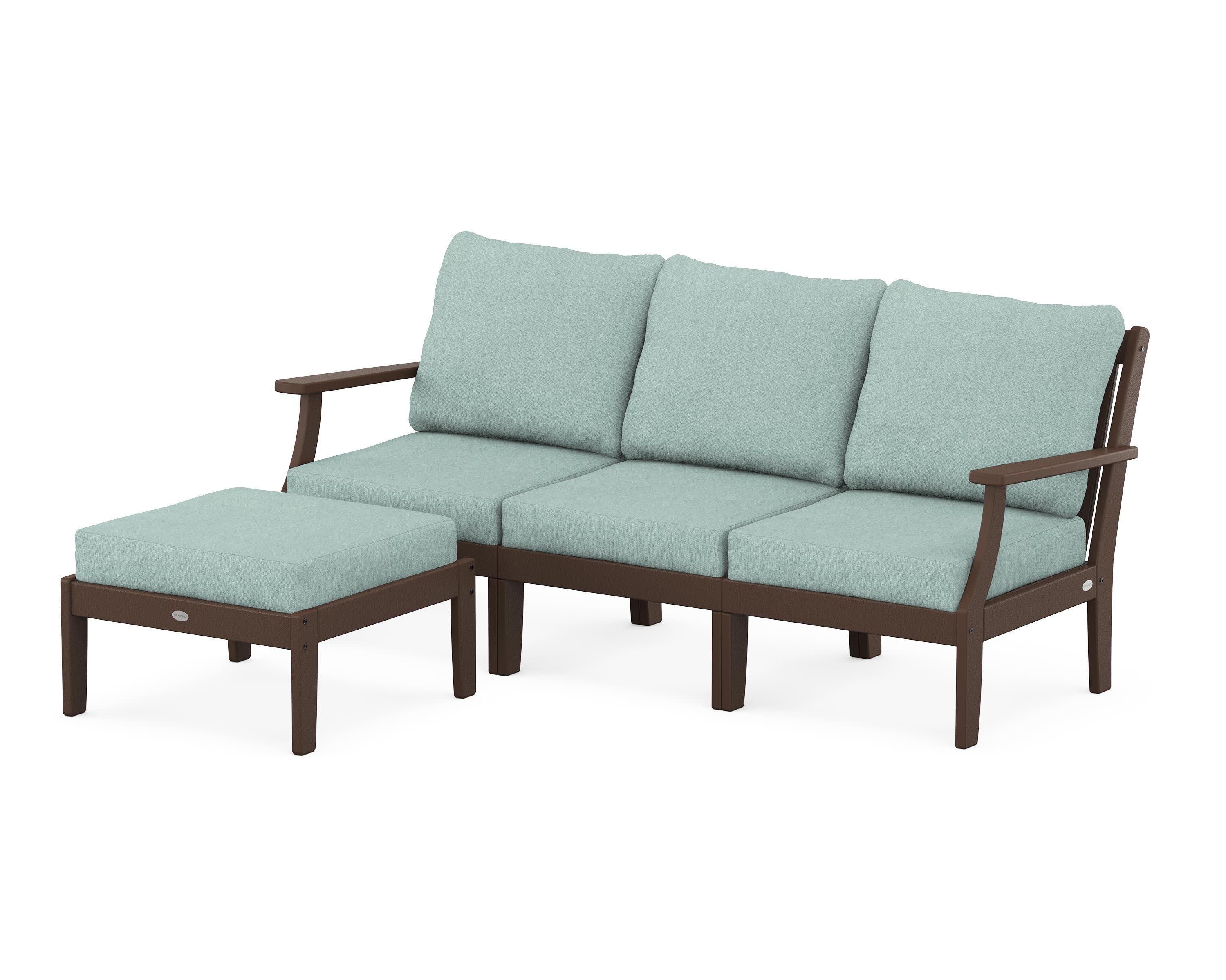 Braxton Modular 4-Piece Deep Seating Set with Ottoman in Mahogany / Glacier Spa