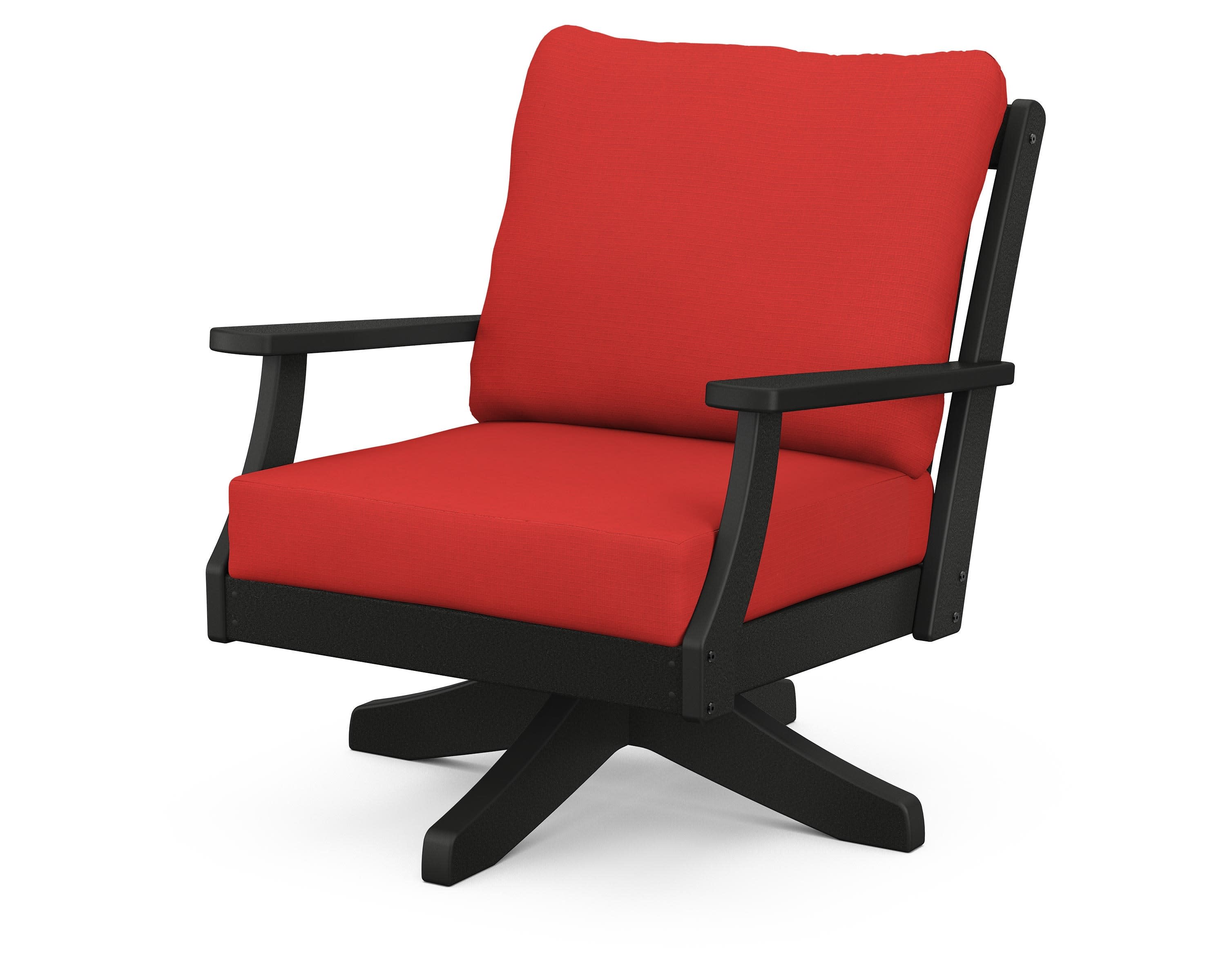 Braxton Deep Seating Swivel Chair in Black / Crimson Linen