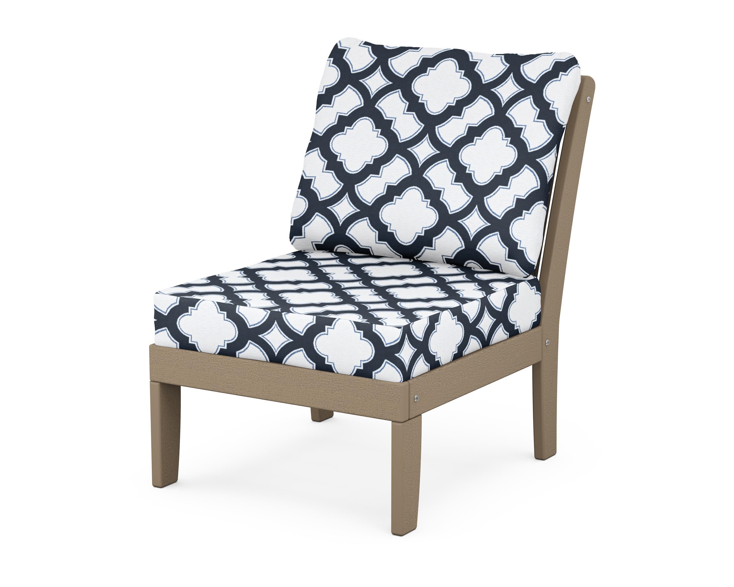 Braxton Modular Armless Chair in Vintage Sahara / Trellis Marine Indigo