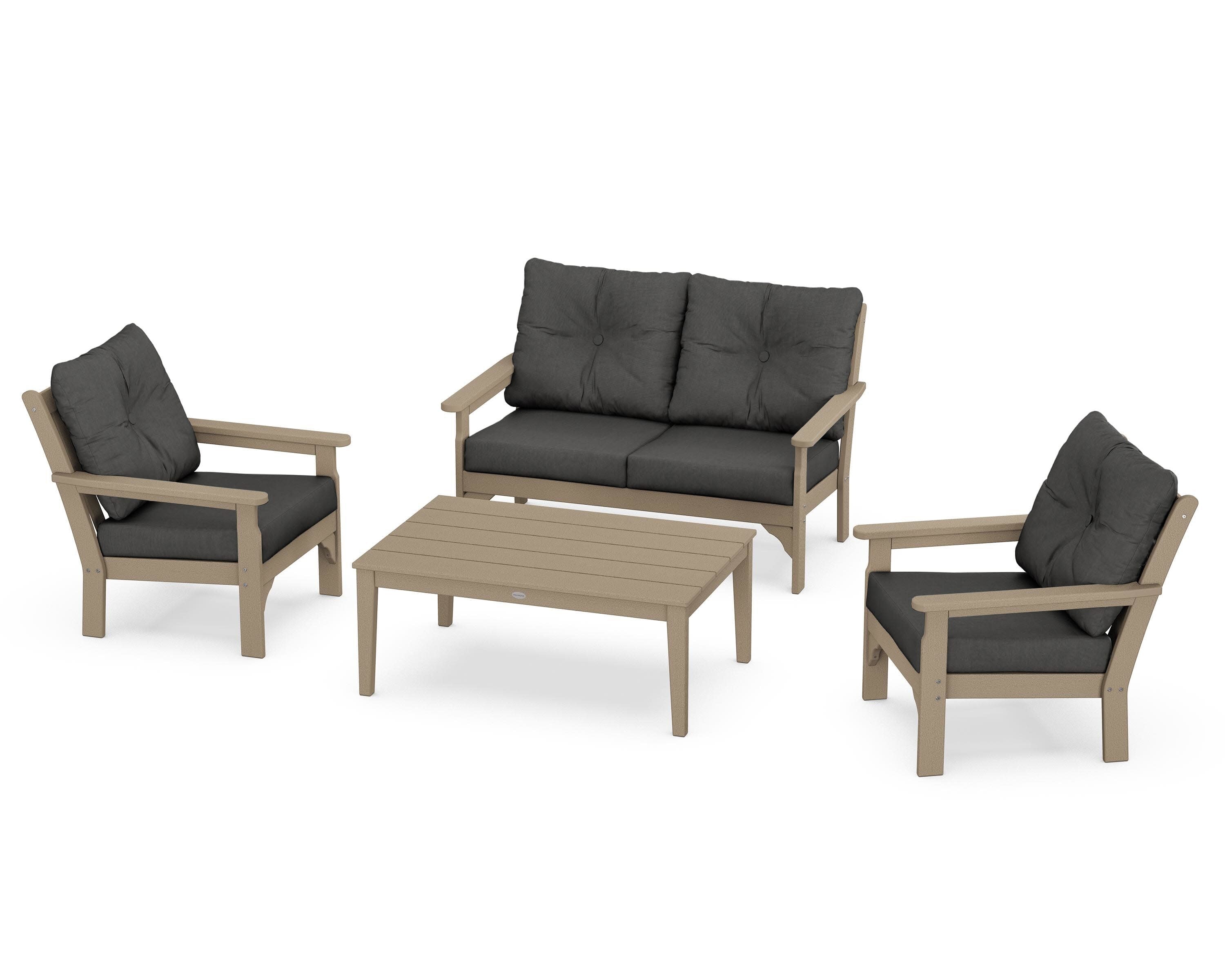 Vineyard 4-Piece Deep Seating Set in Vintage Sahara / Spectrum Carbon