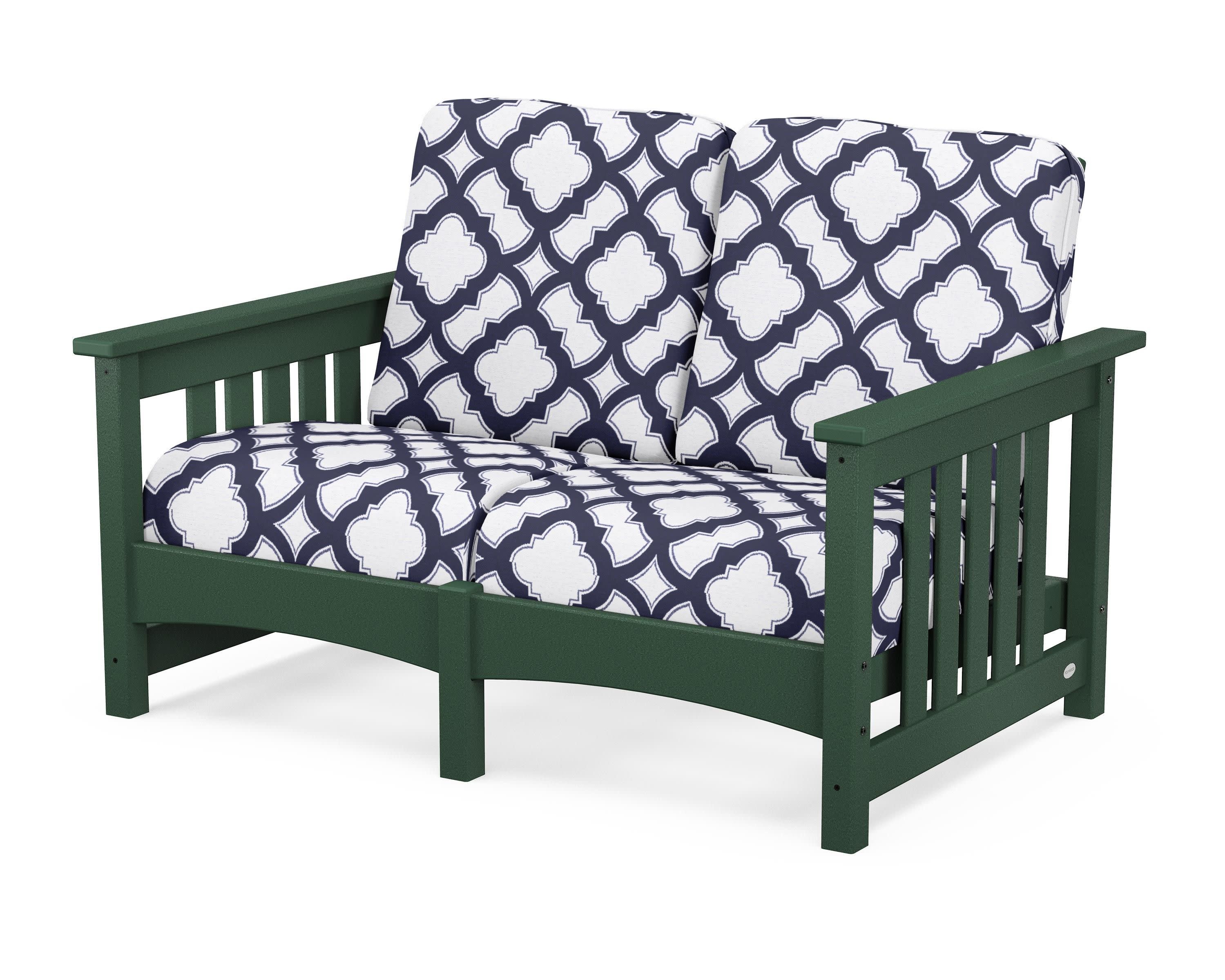 Club Mission Loveseat in Green / Trellis Navy
