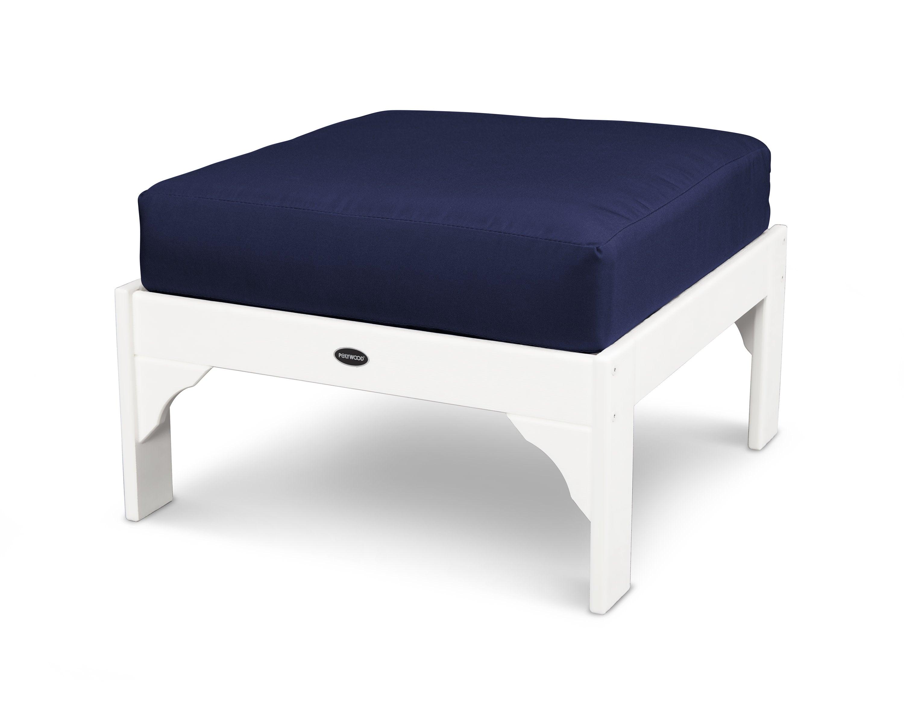 Vineyard Deep Seating Ottoman in White / Navy