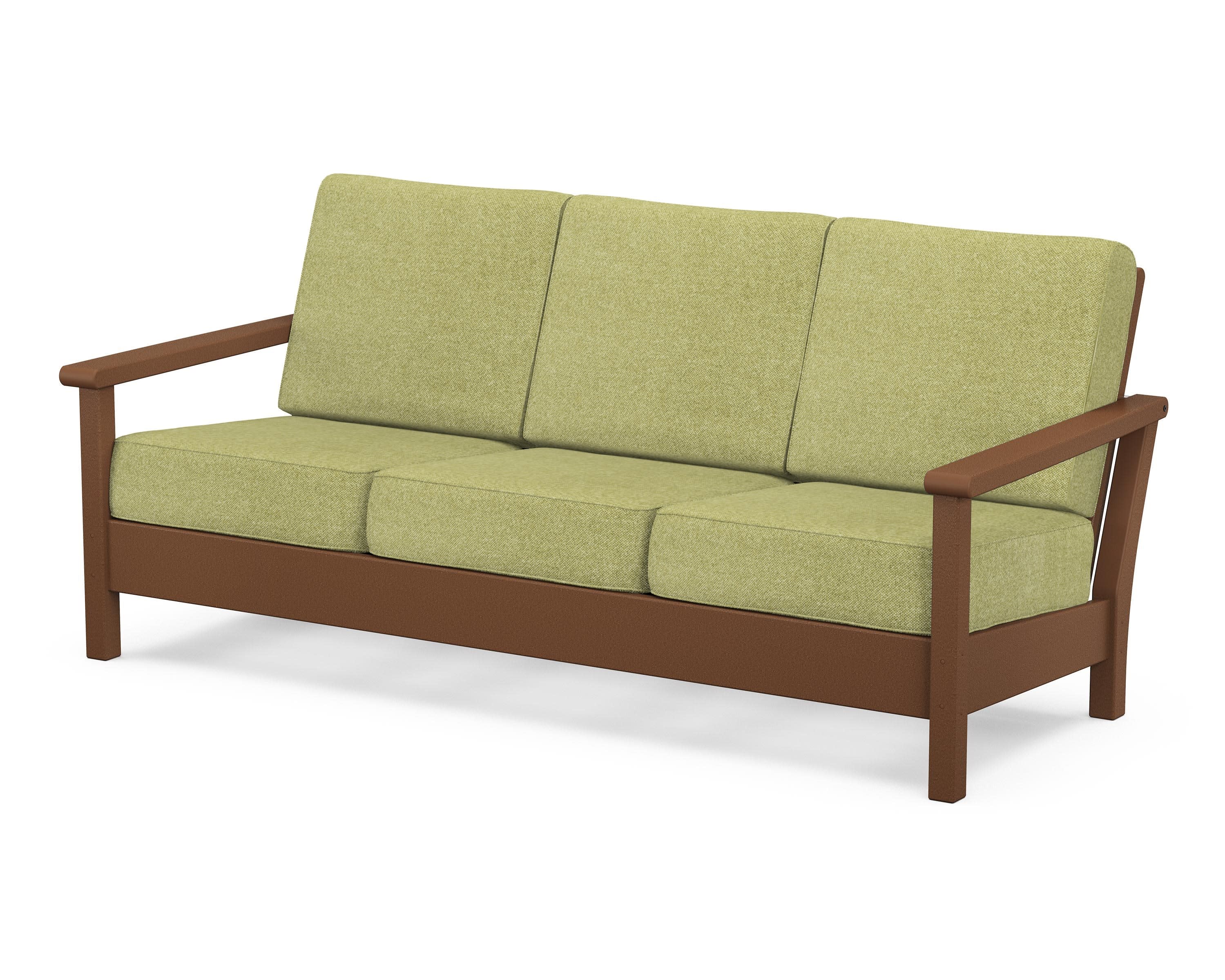 Harbour Deep Seating Sofa in Teak / Chartreuse Boucle