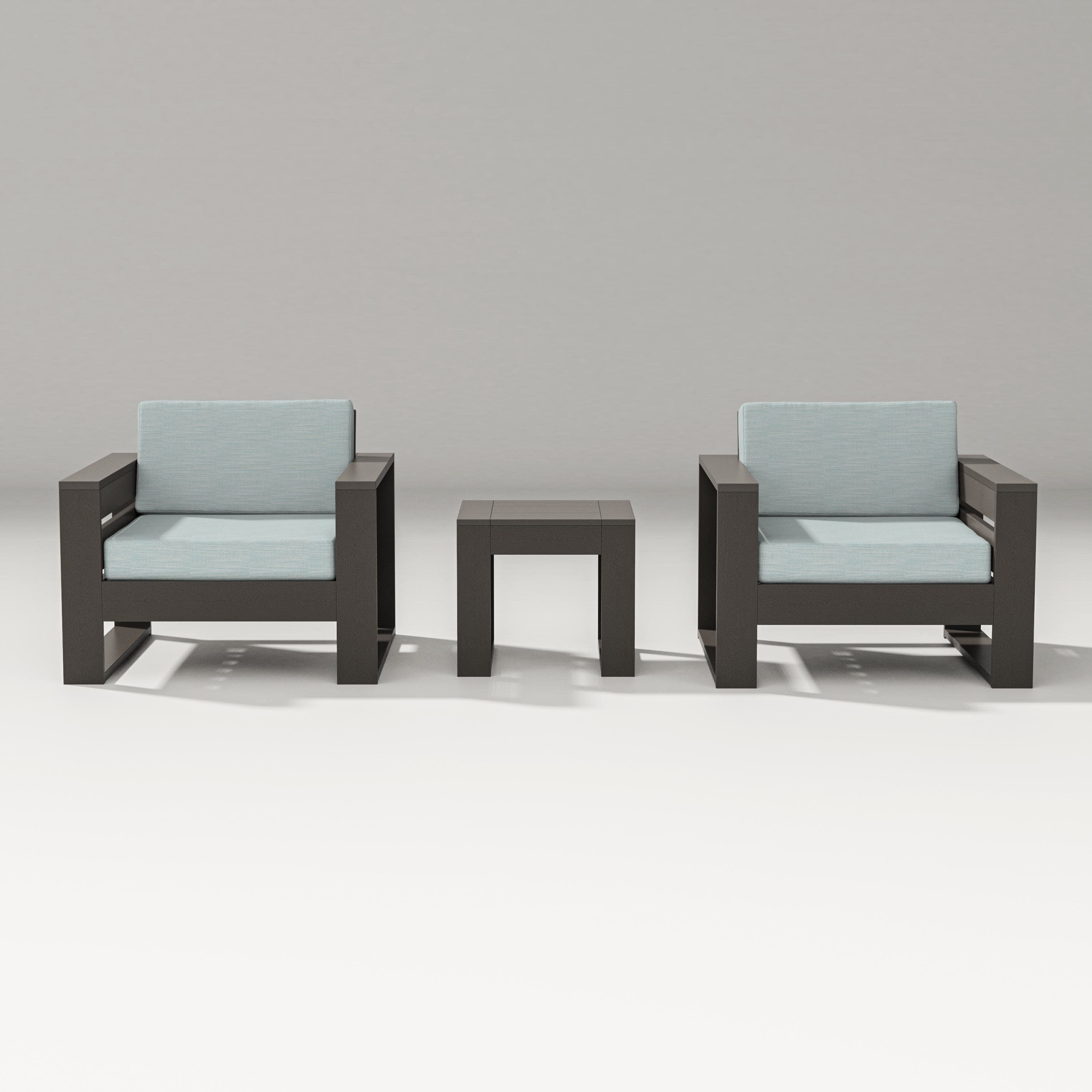 Latitude 3-Piece Lounge Chair Set in Vintage Coffee / Soothe Mist