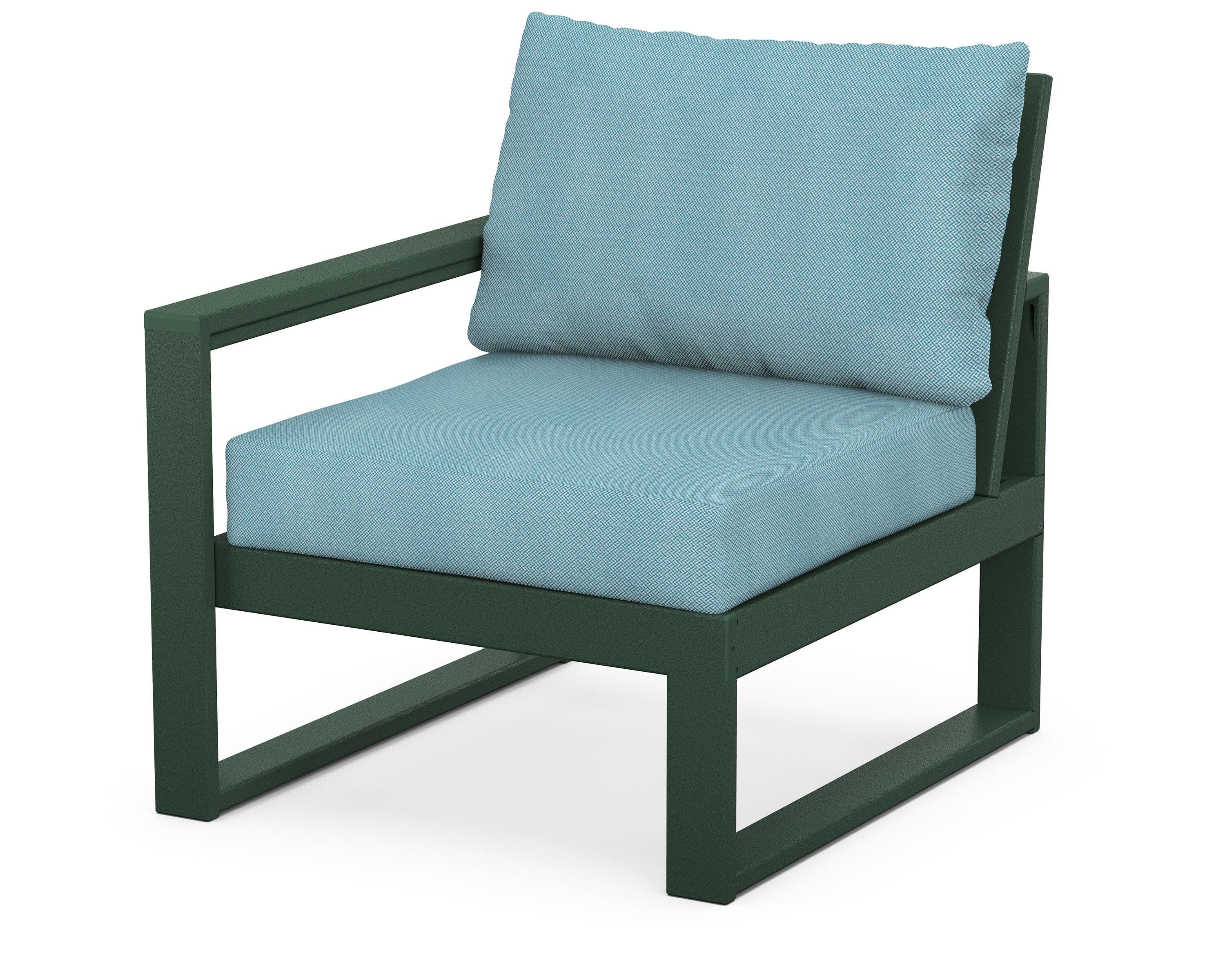 EDGE Modular Left Arm Chair in Green / Lattice Sky Blue
