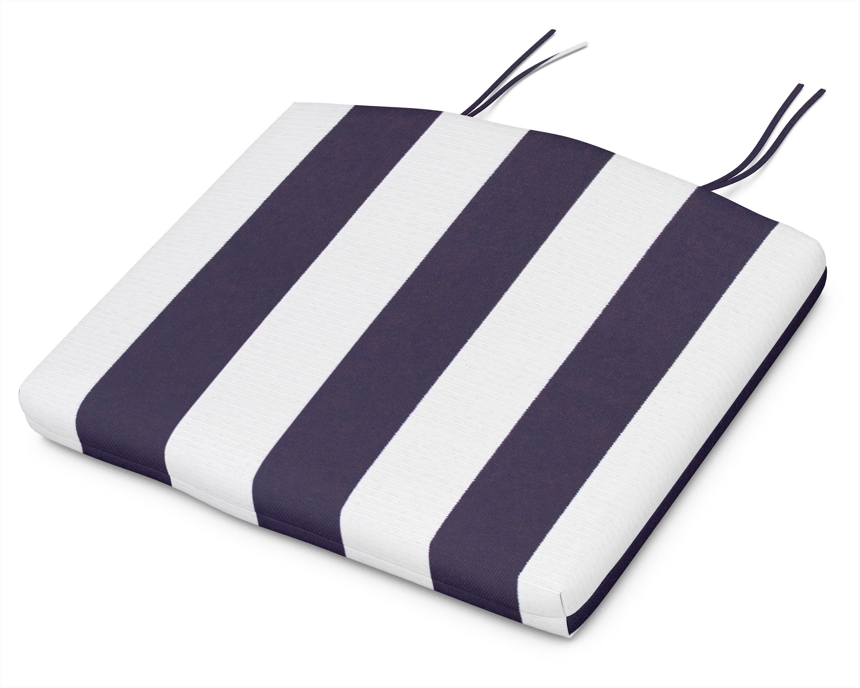 Seat Cushion - 12.65"D x 15"W x 2.5"H in Cabana Stripe Navy