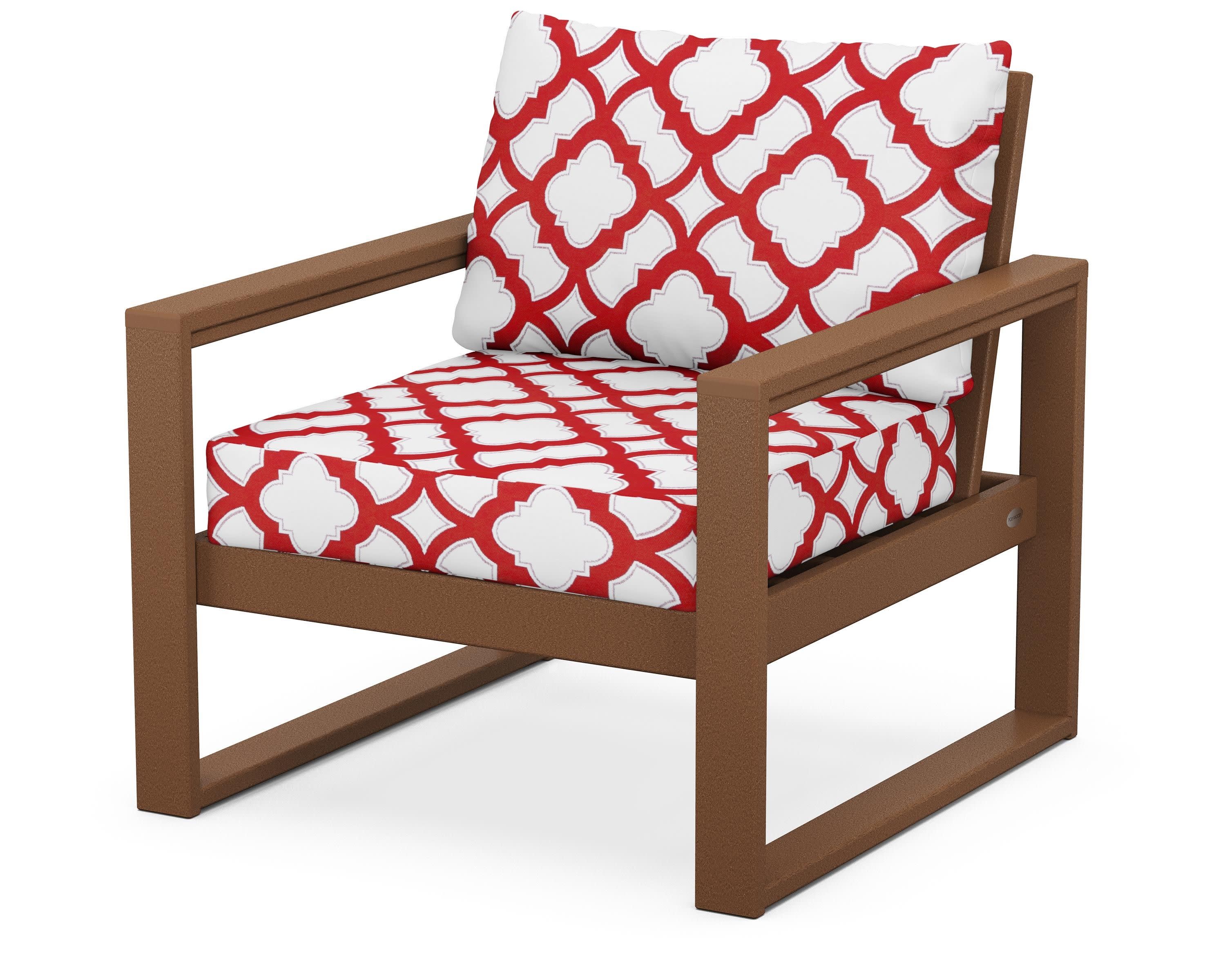 EDGE Club Chair in Teak / Trellis Crimson