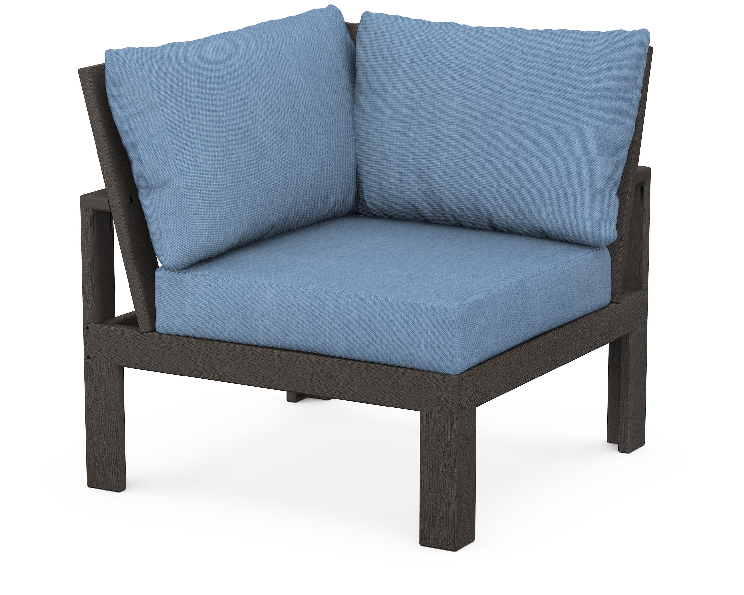 Modular Corner Chair in Vintage Coffee / Sky Blue