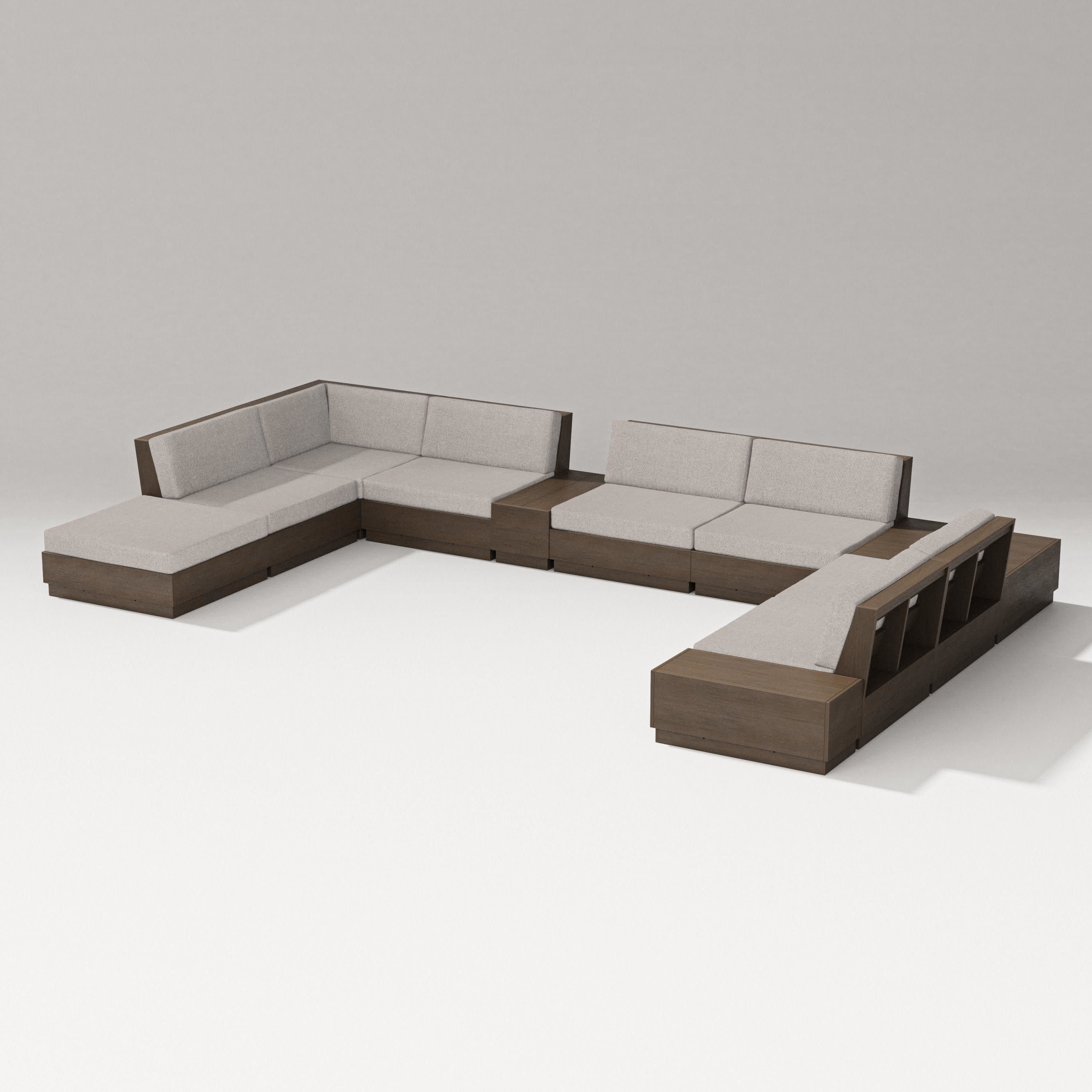 Elevate 11-Piece Conversation Sectional Set in Kona / Weathered Tweed