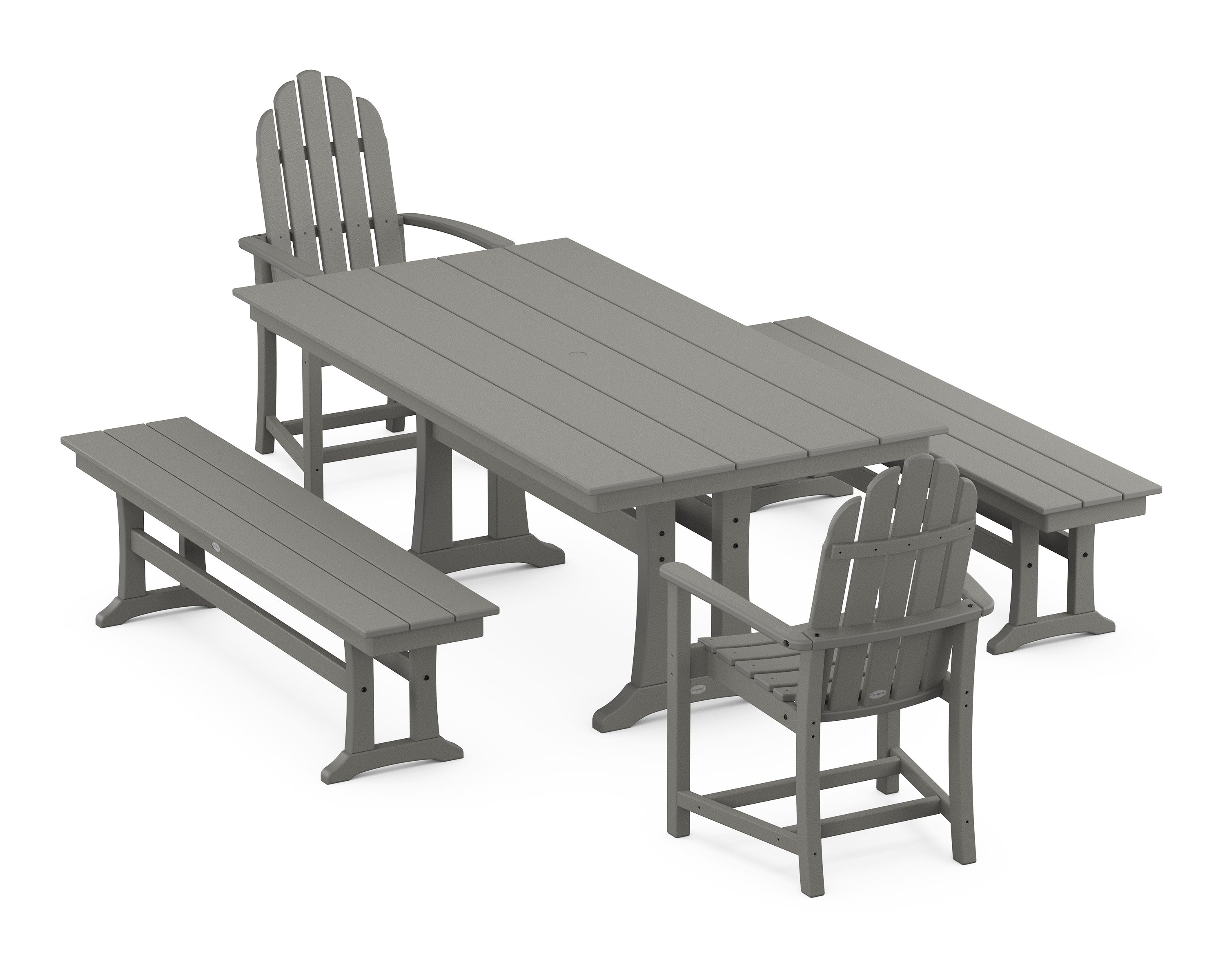 Classic Adirondack 5-Piece Farmhouse Dining Set With Trestle Legs in Slate Grey