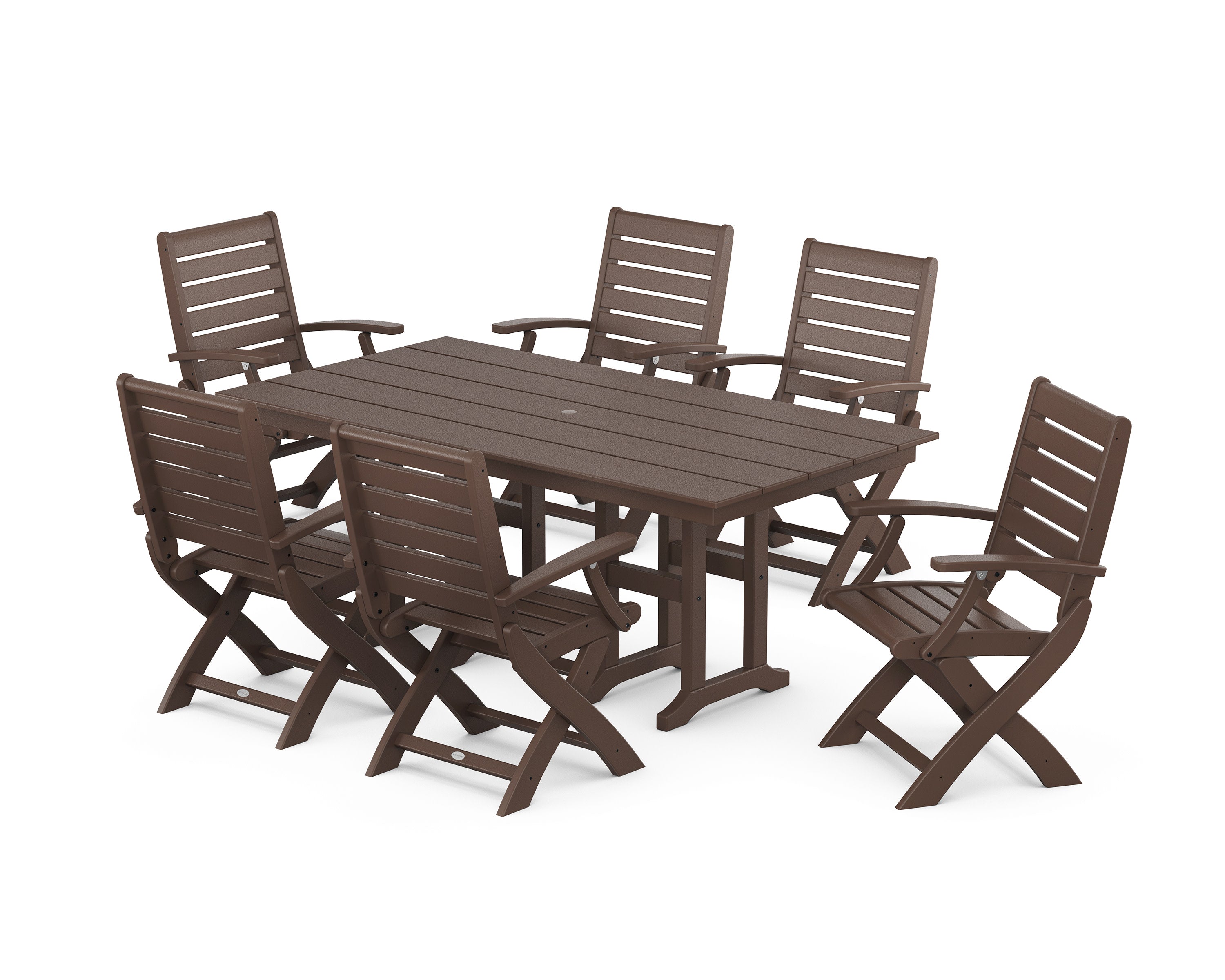 Signature Folding Chair 7-Piece Farmhouse Dining Set in Mahogany