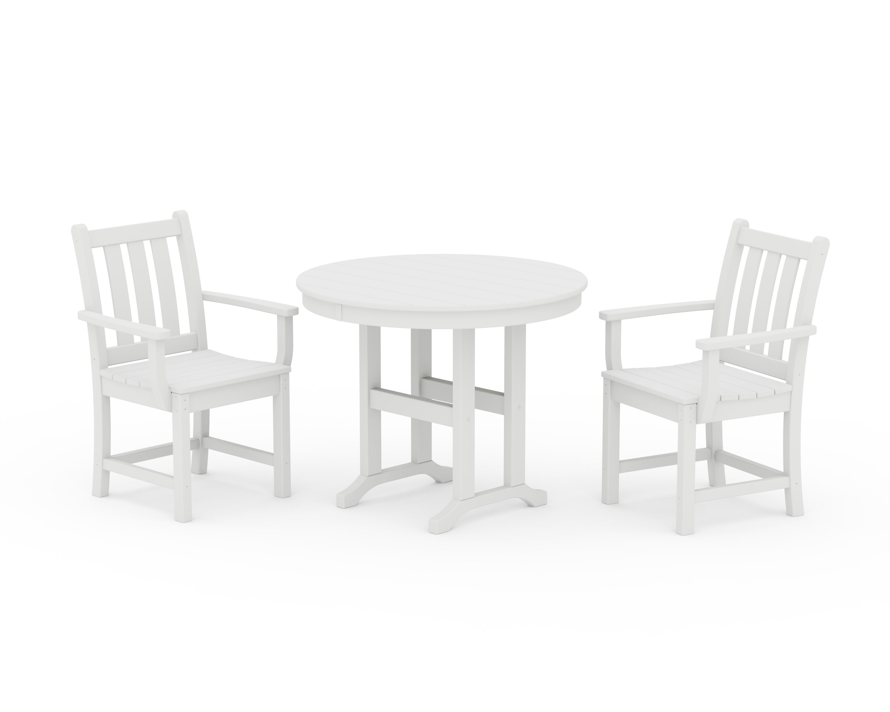 Traditional Garden 3-Piece Round Dining Set in White