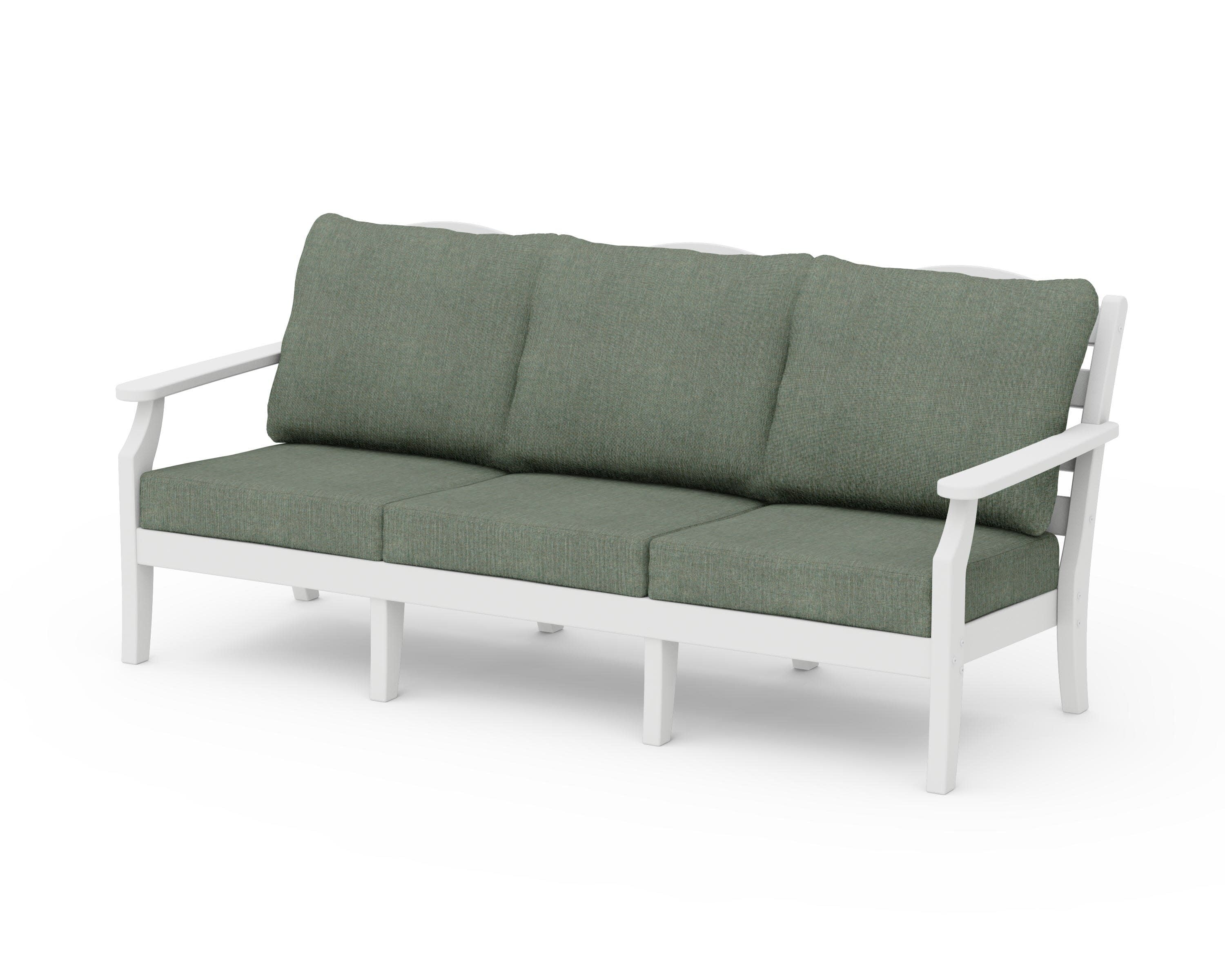 Savannah Deep Seating Sofa in White / Cast Sage